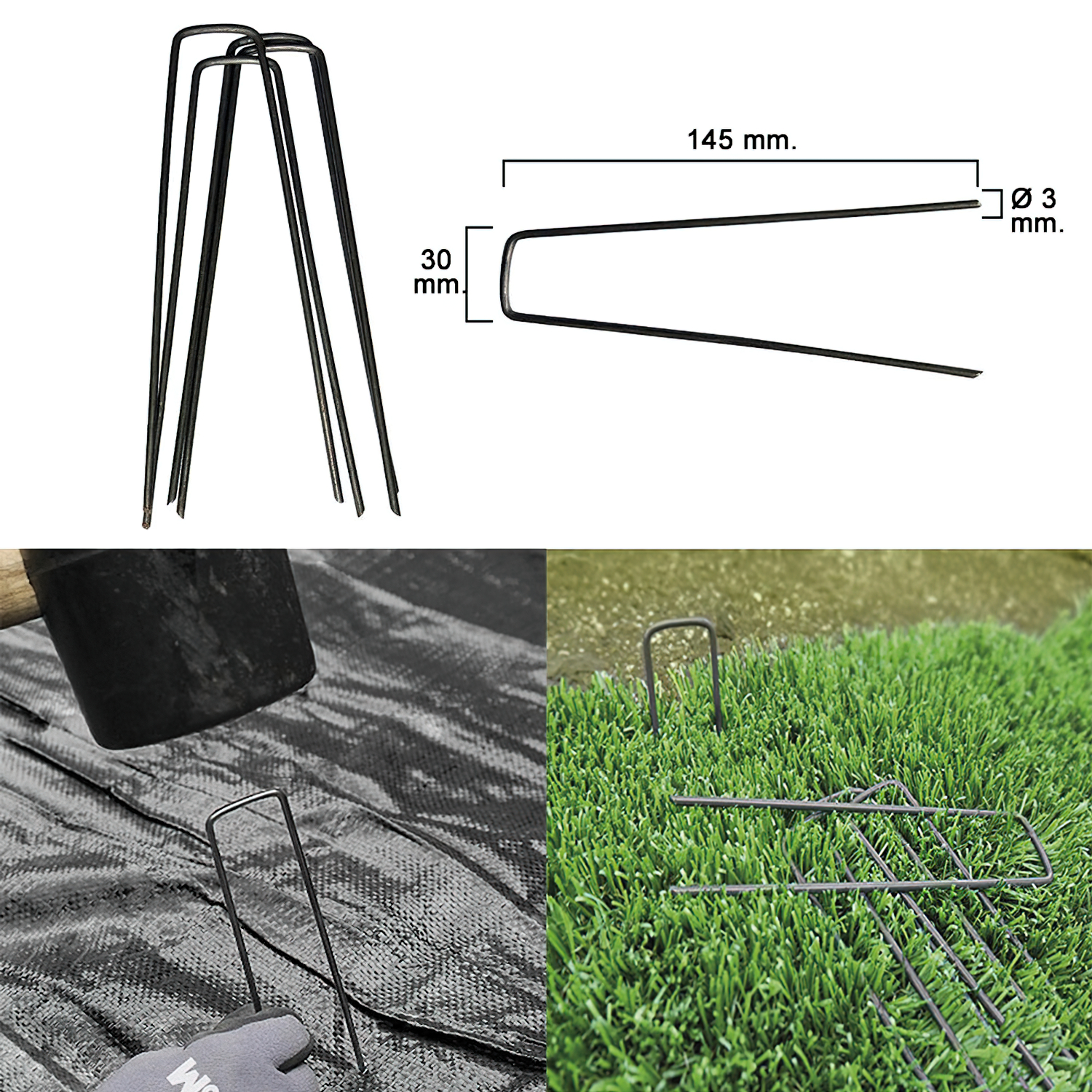 Grapa Metlica Para Fijacion Mallas y Cesped (20 Piezas)
