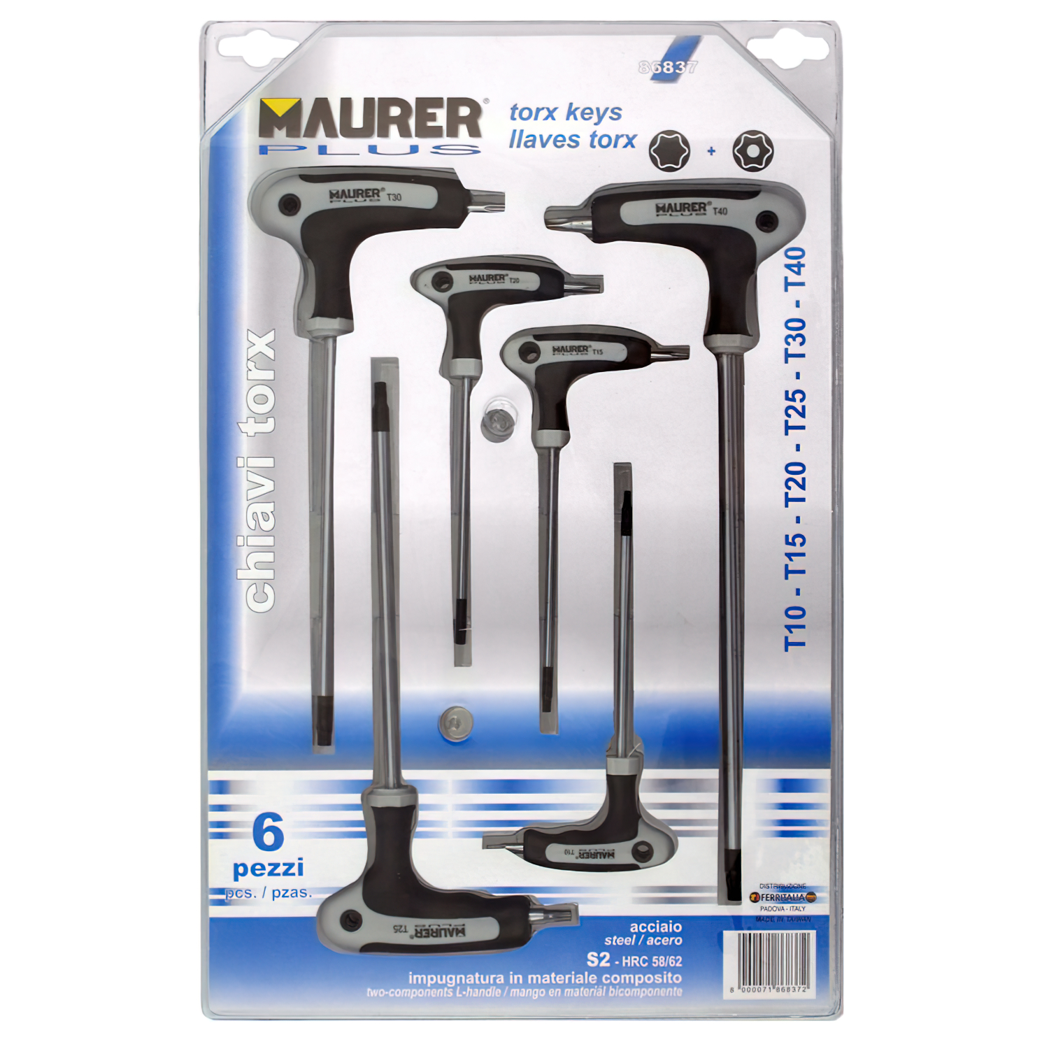 Juego Llaves Torx T Cromo-vanadio 6 Piezas Inviolable