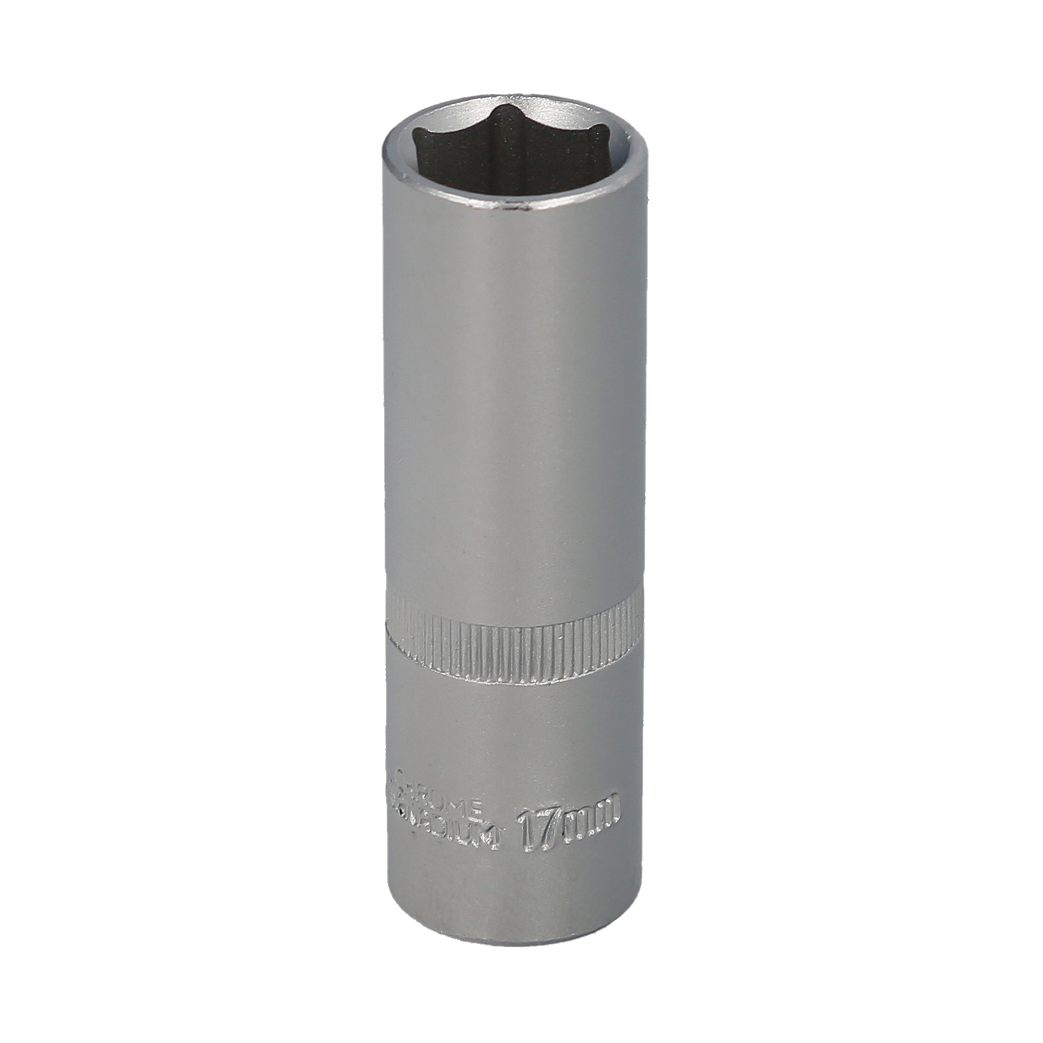 Llave Vaso 1/2 Hexagonal Larga 17 mm, Perfil de 6 caras, Acero Cromo Vanadio, Aristas Redondas