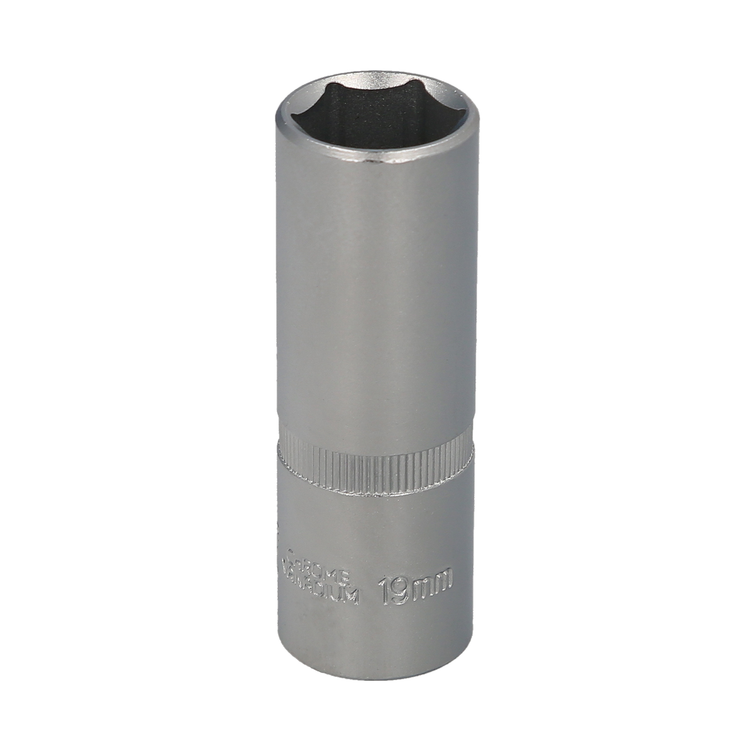 Llave Vaso 1/2 Hexagonal Larga 19 mm, Perfil de 6 caras, Acero Cromo Vanadio, Aristas Redondas