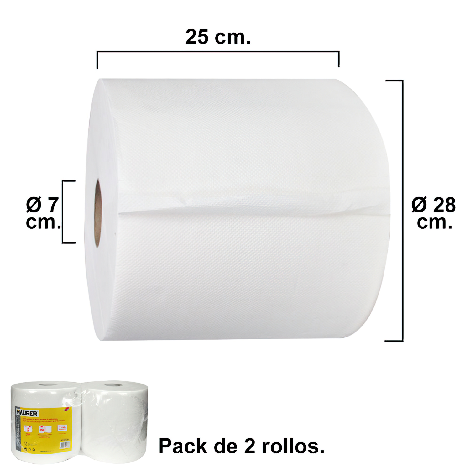 Rollo Papel Secamanos Industrial  850 Servicios Por Rollo (2 Rollos)