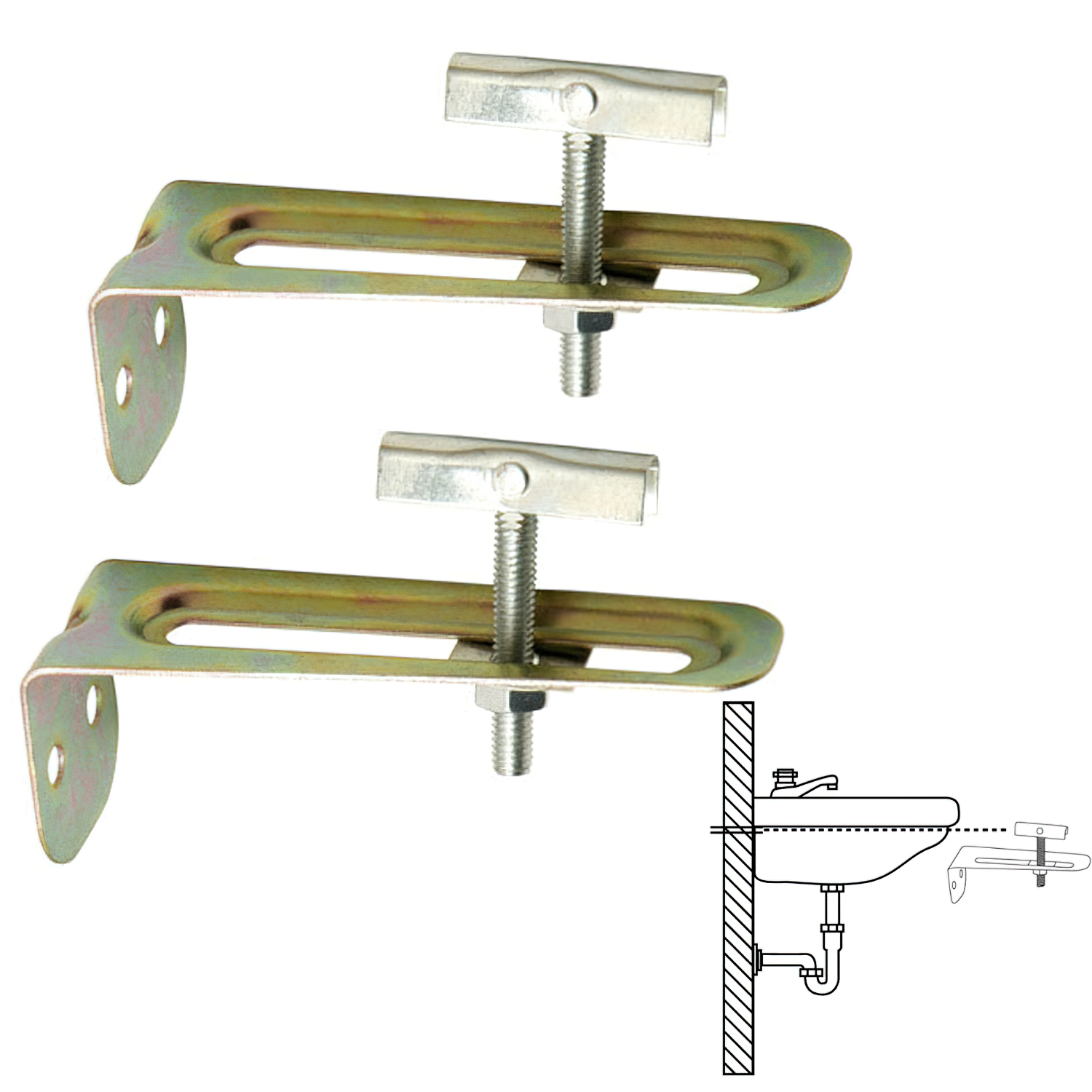 Juego Escuadras Sanitario Soporte Lavabo 10 cm, (2piezas)