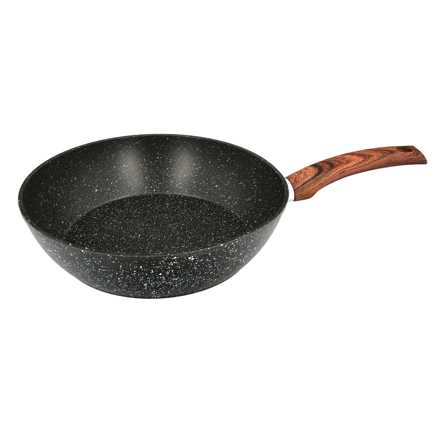 Sarten Honda Aluminio Forjado Antiadherente  28x7,5 cm, Mango Engomado / 5 capas / Acabado Piedra / Para Todo Tipo de Cocinas