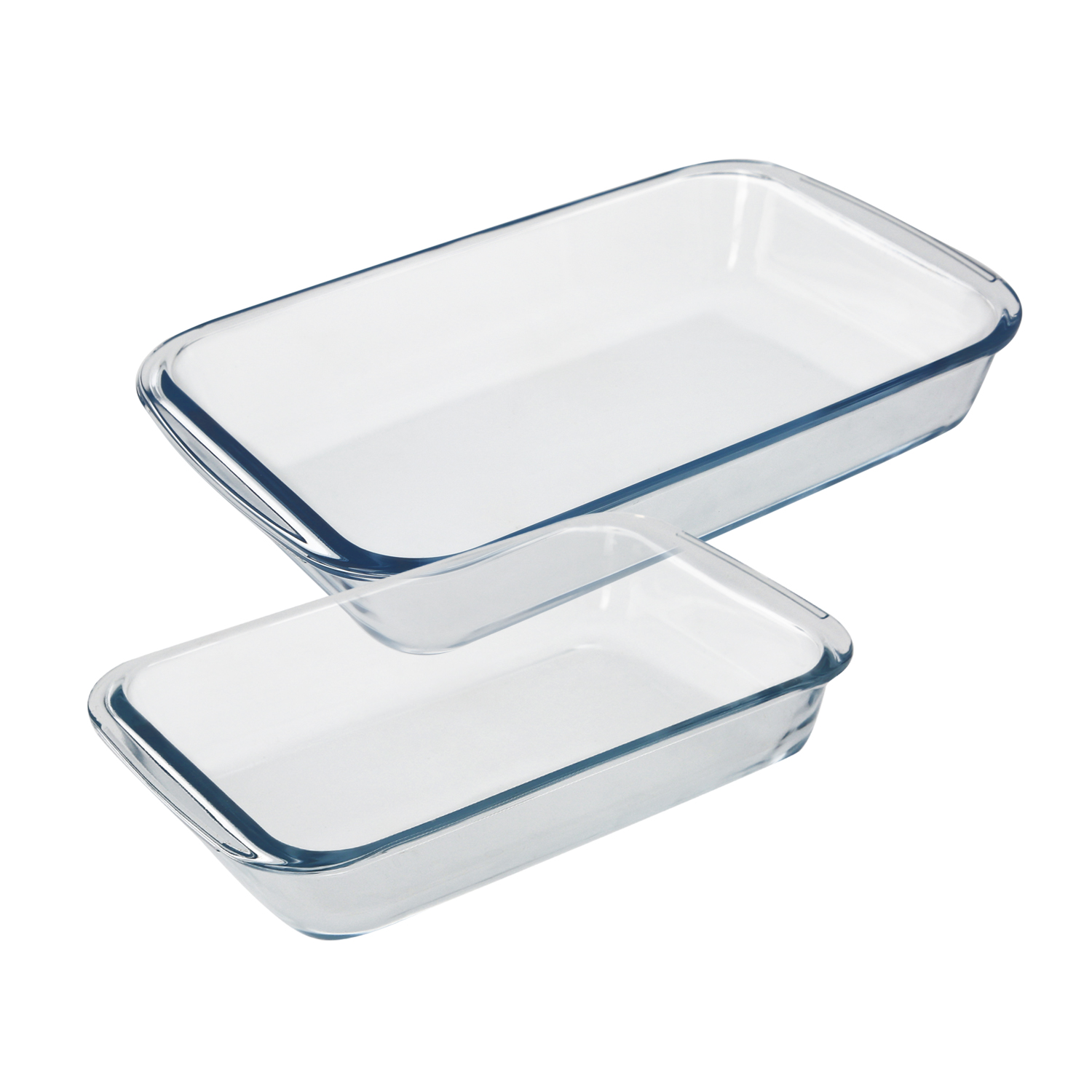 Set 2 Fuentes Horno Cristal Borosilicato Rectangulares 1 y 1,6 L, Ideal Meclas, Ensaladas, Postres, Cocina, Resposteria,No BPA