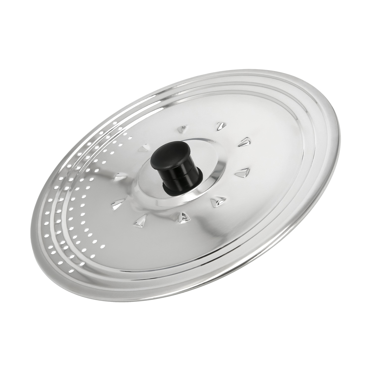 Tapadera Multiusos Acero Inoxidable  28 cm, Uso Tapa Anti Salpicaduras y Escurridor, Tapadera Adpatable Diferentes Medidas