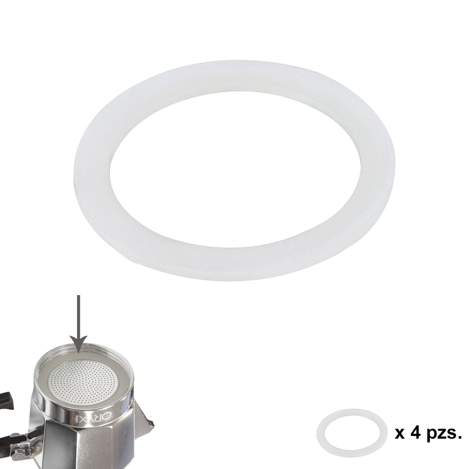 Junta Goma Silicona Cafetera Aluminio Classic / Induccin 2 Tazas (4 Unidades)