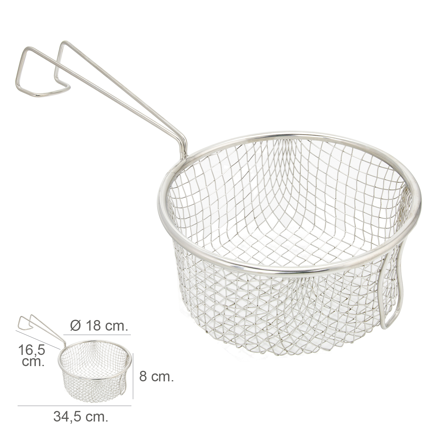 Cesta Freir Acero Inoxidable Con Mango  18 cm,