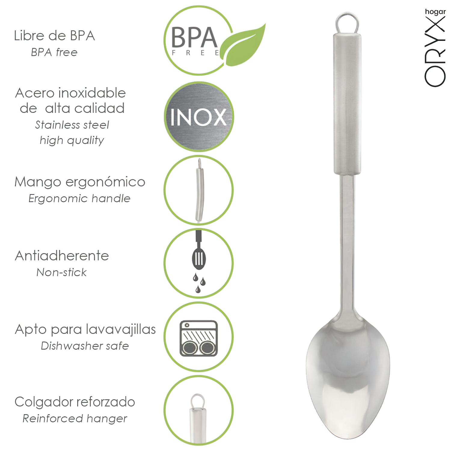 Cuchara Servir Cocina Acero Inoxidable 7 x 30,5 (Alt,) cm,