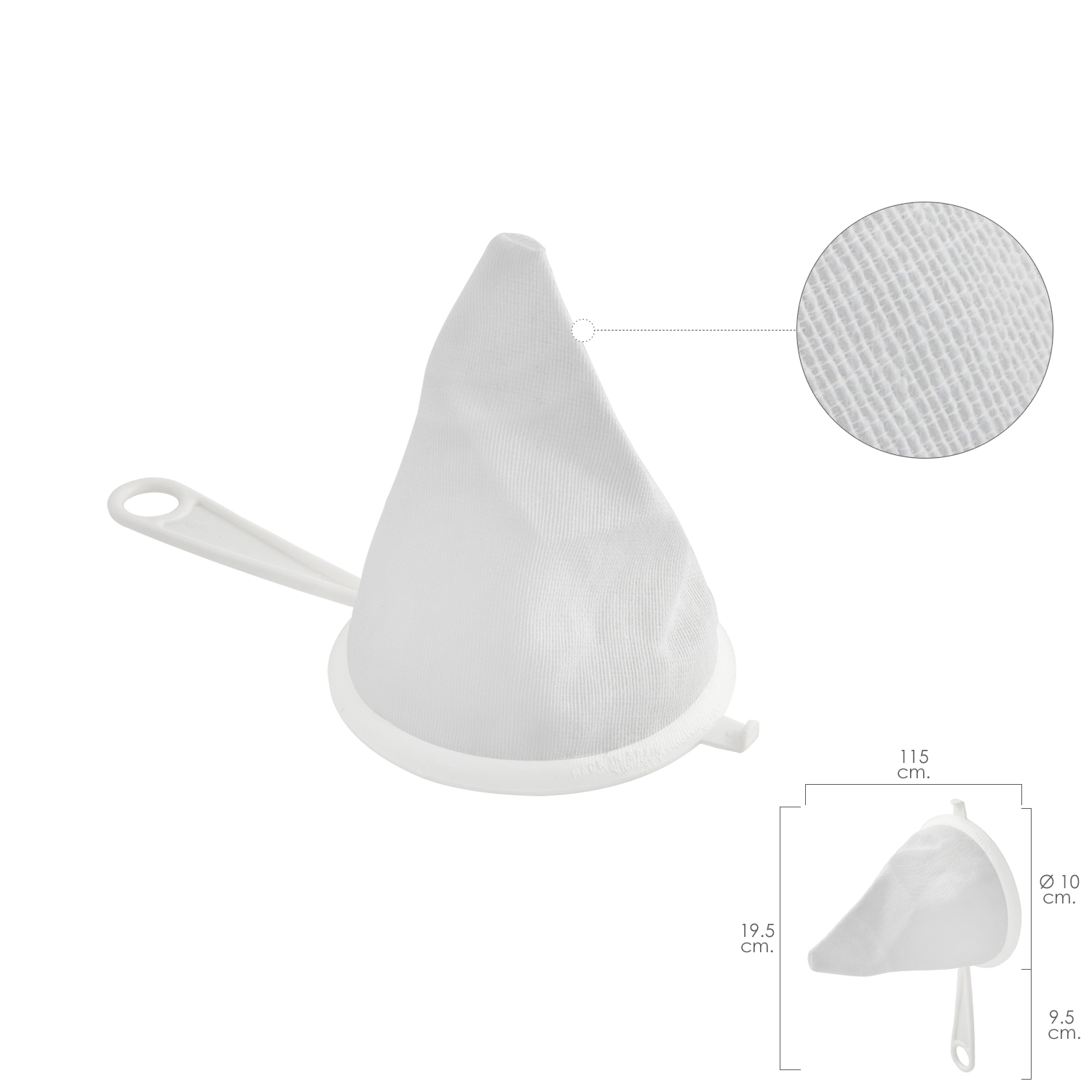 Colador Tela Franela Armazn de Plastico  10 cm,