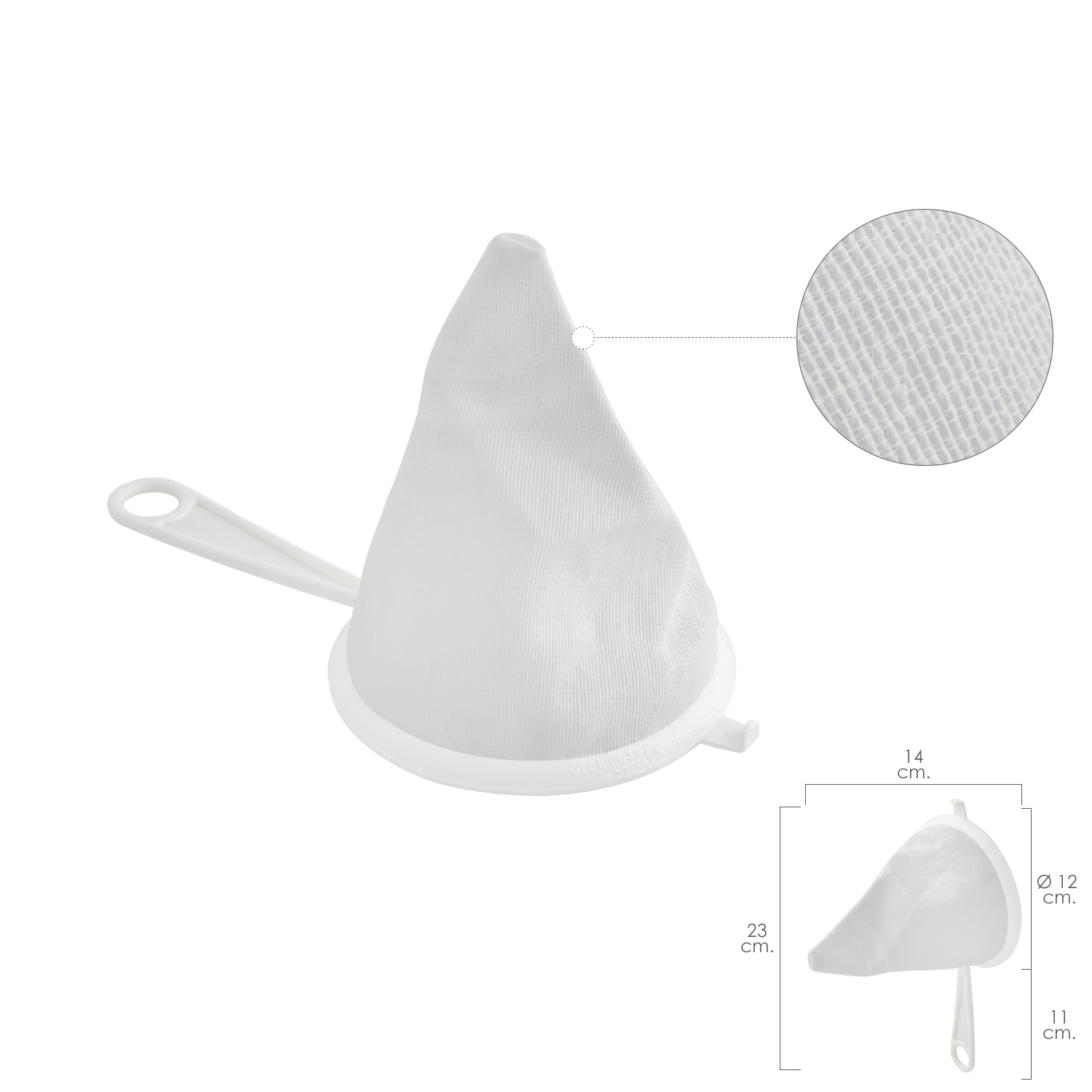 Colador Tela Franela Armazn de Plastico  12 cm,