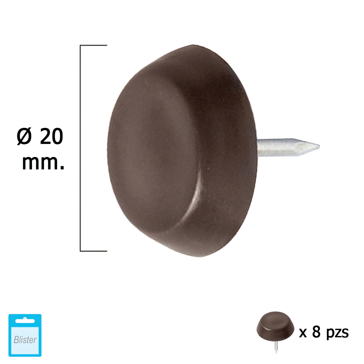 Deslizante Grande Marron 20 (Blister 8 Unidades)