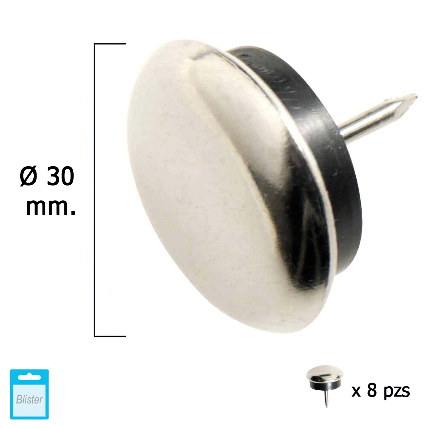 Deslizante Metal Goma Claro 30 (Blister 8 Unidades)