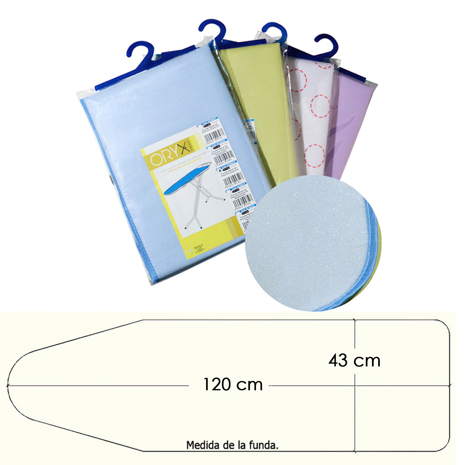 Funda Mesa Plancha Espuma 120x43 cm,