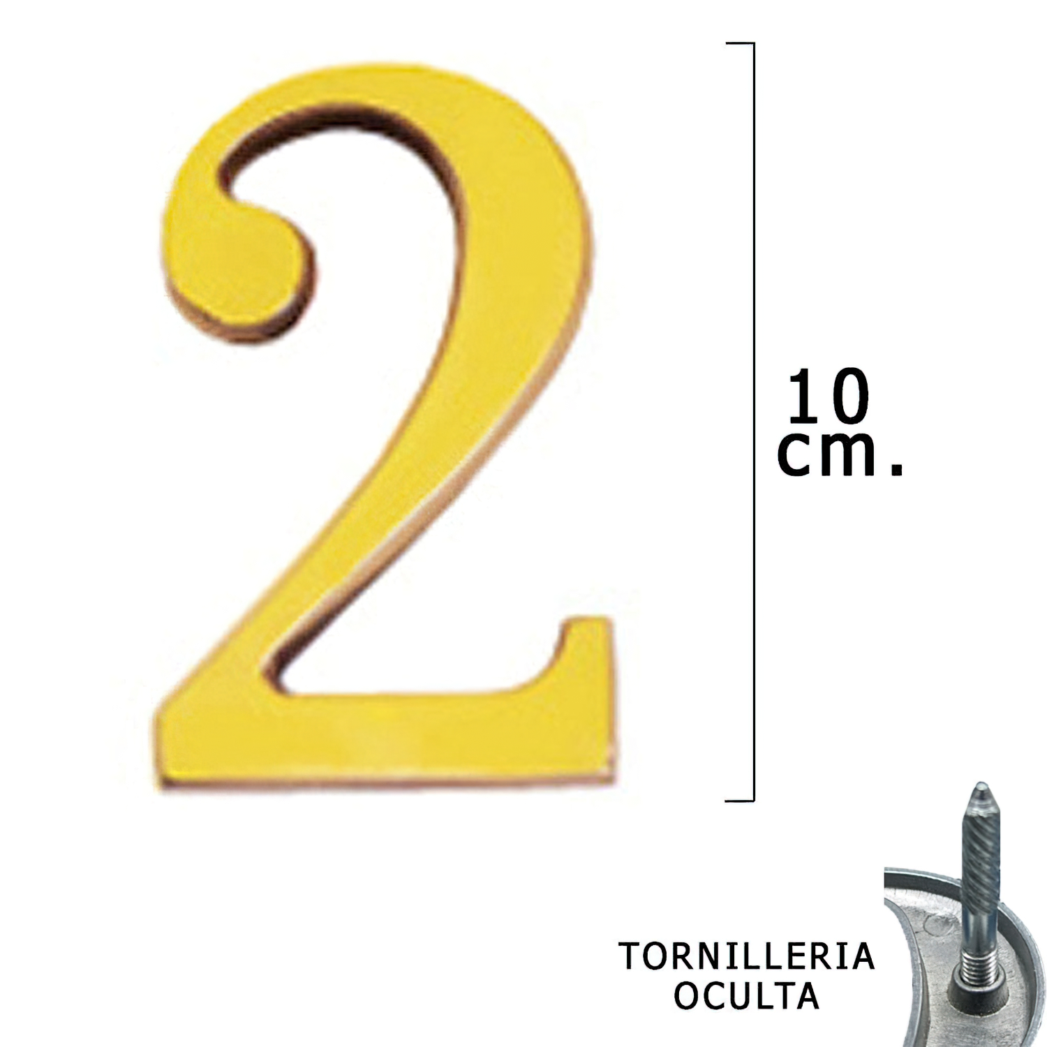 Numero Latn 2 10 cm, con Tornilleria Oculta (Blister 1 Pieza)