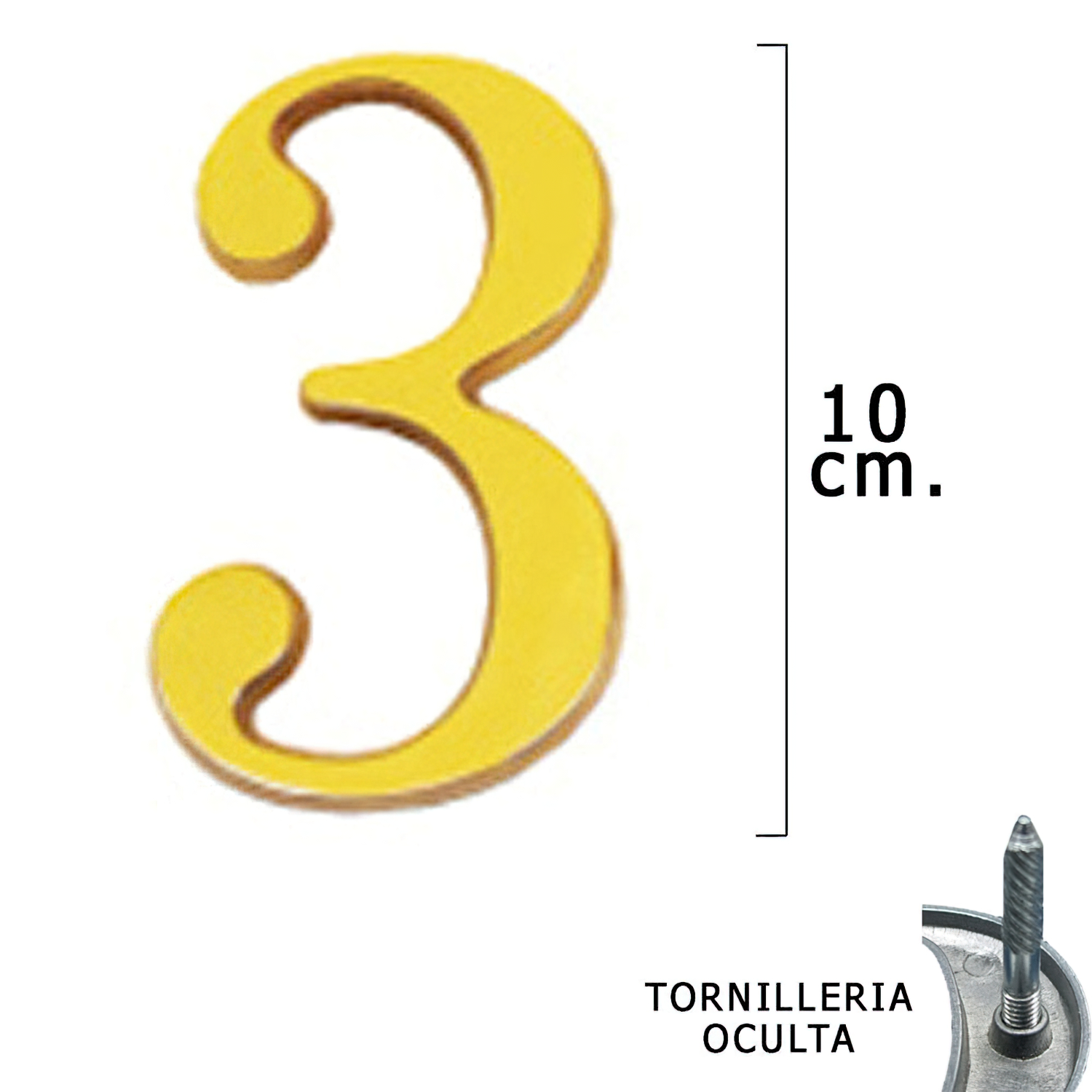 Numero Latn 3 10 cm, con Tornilleria Oculta (Blister 1 Pieza)