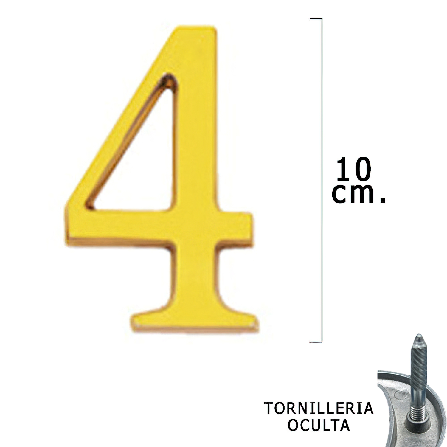 Numero Latn 4 10 cm, con Tornilleria Oculta (Blister 1 Pieza)