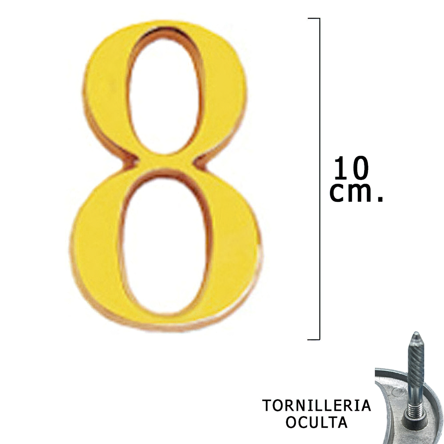 Numero Latn 8 10 cm, con Tornilleria Oculta (Blister 1 Pieza)