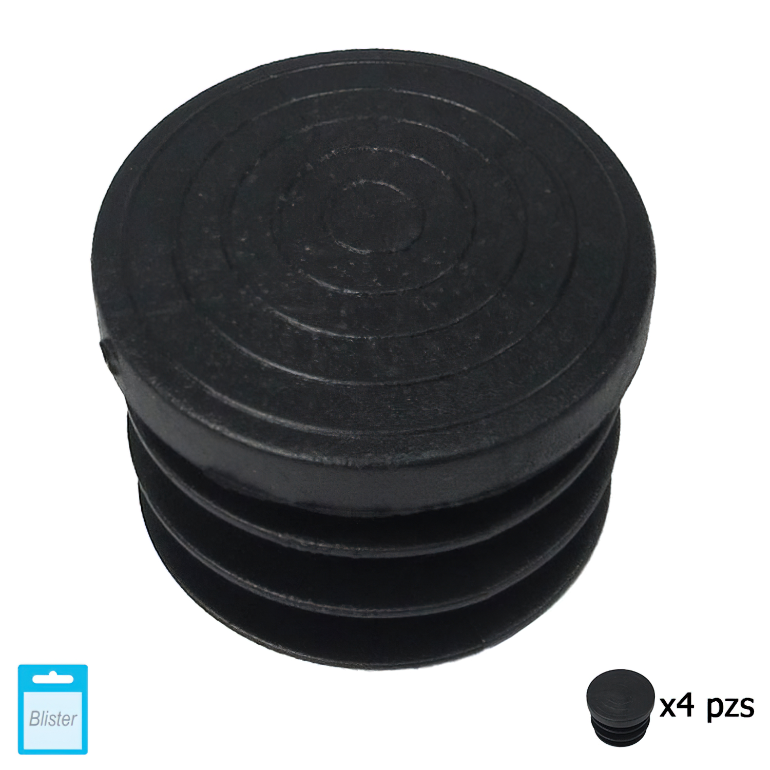 Contera Redonda Interior Negra 32mm, Blister 4 piezas,