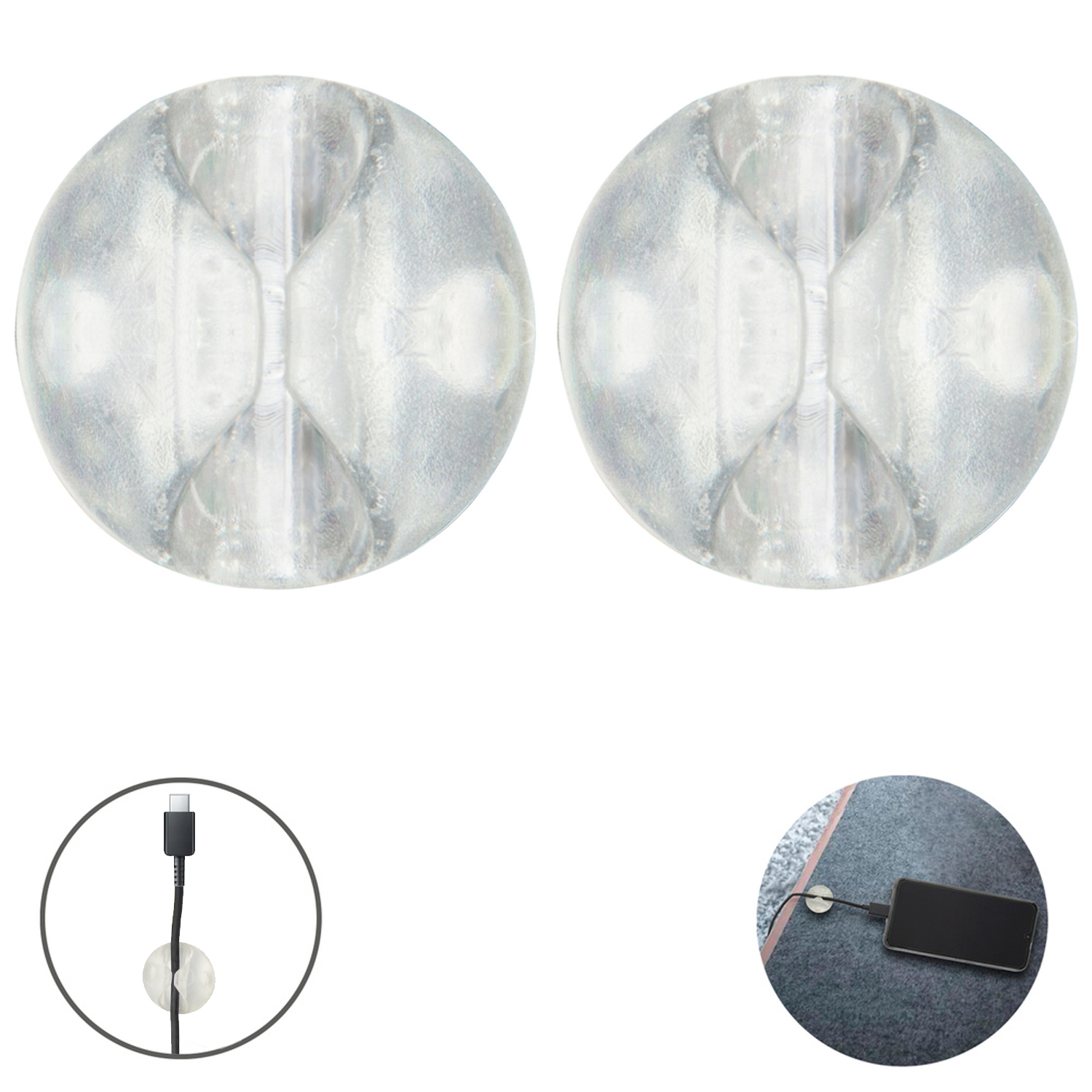 Sujetacables Transparente Con Adhesivo  2,9 x 1,5 cm,  (Blister 2 piezas)