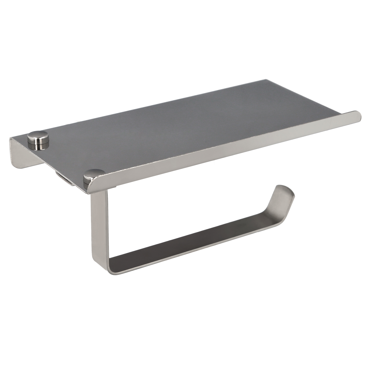 Portarrollos Bao Con Estante Para Moviles Autoadhesivo, Color Inox Con Efecto Espejo, Autoadhesivo Resistente o Con Tornillos