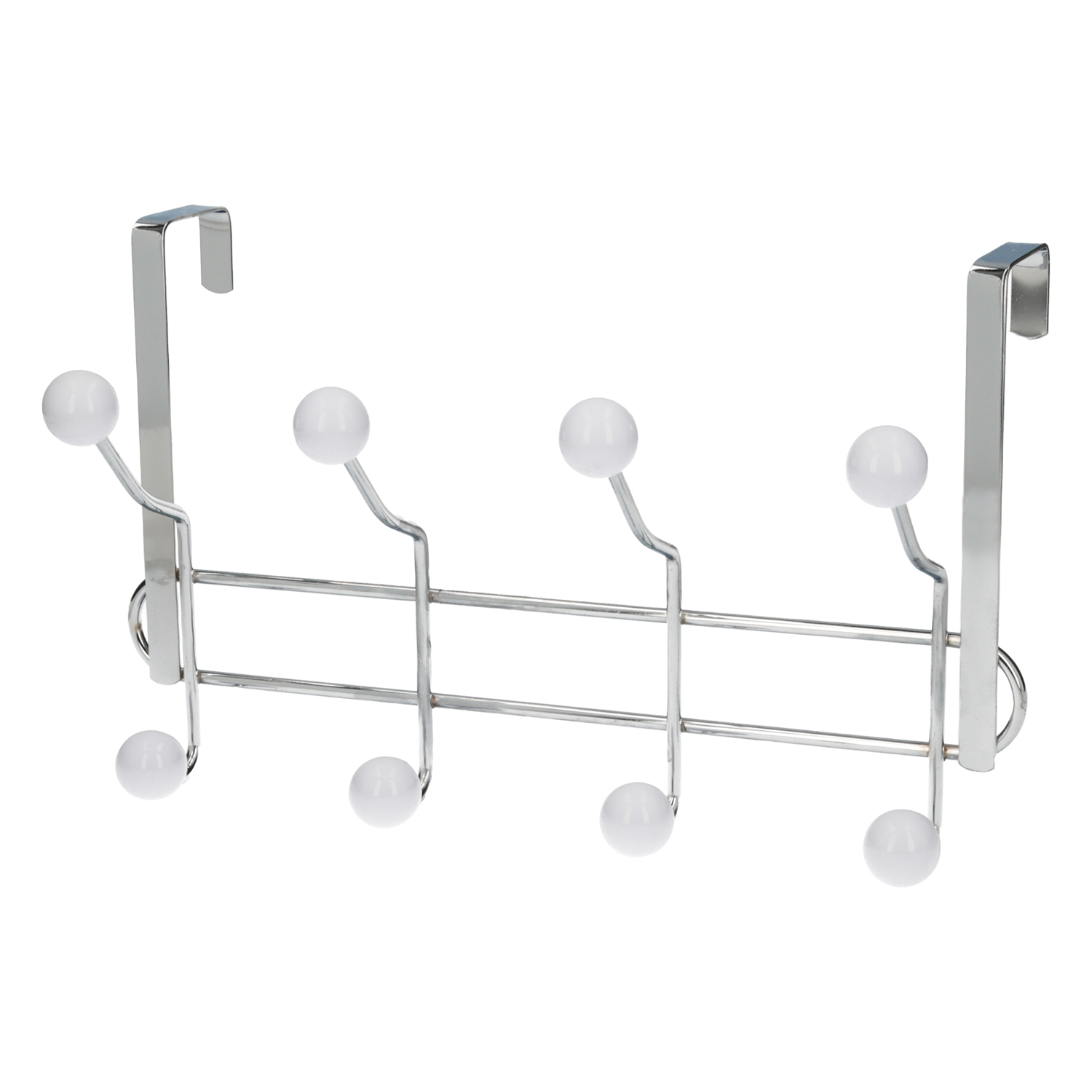 Perchero Cromado Colgante Para Puerta 4/8 Ganchos, Terminacion Blanca,