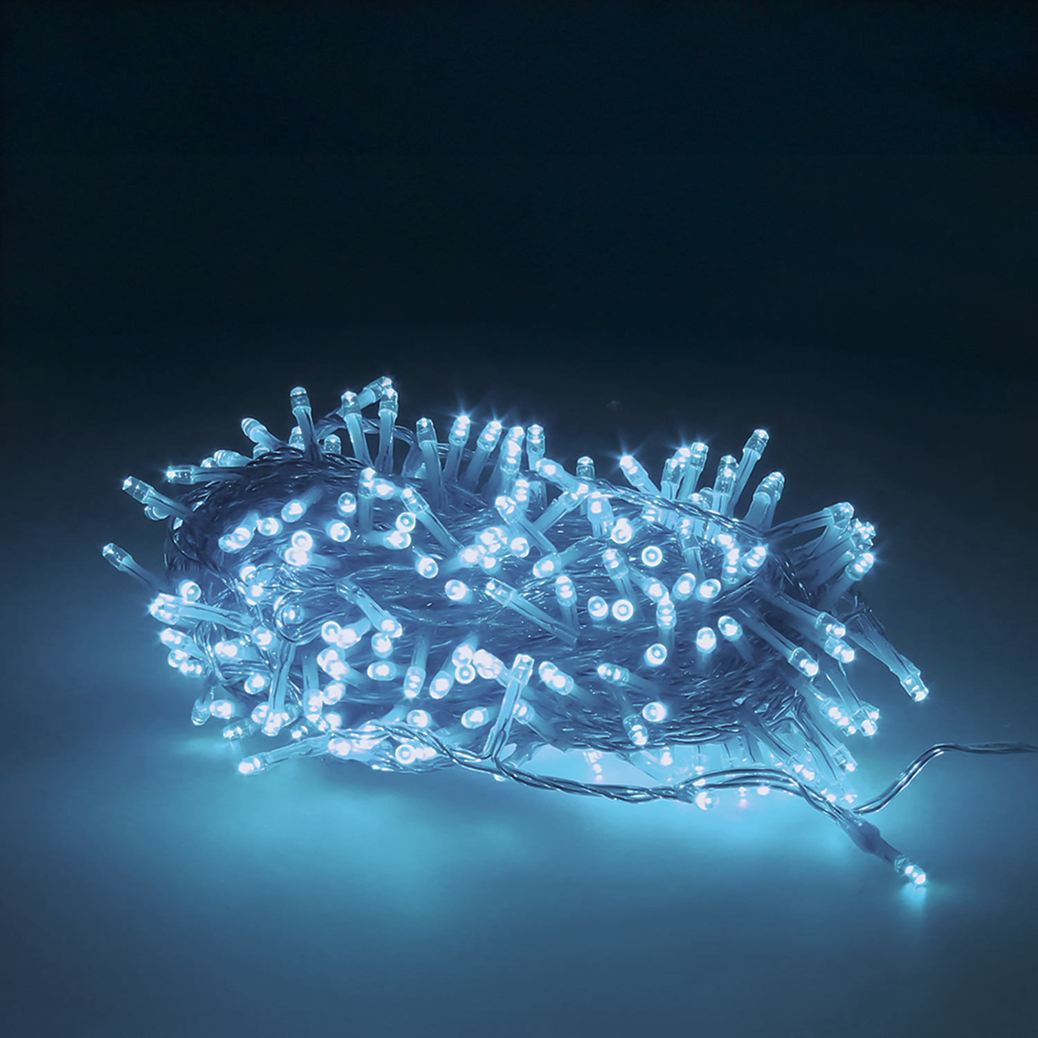 Guirnalda Luces Navidad 300 Leds Color Azul Hielo, Luz Navidad Interiores y Exteriores Ip44, Cable Transparente,
