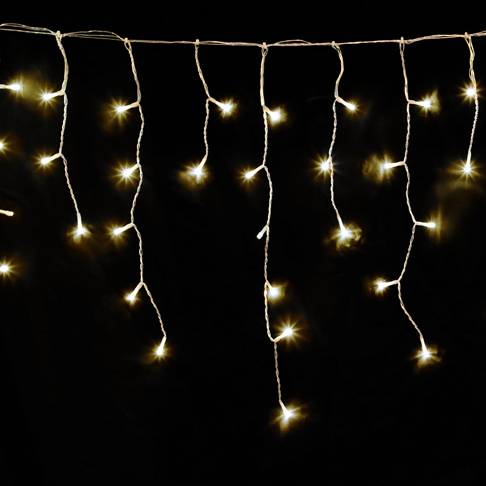 Guirnalda Luces Navidad Cortina 3x1 Metros 115 Leds Blanco Calido Luz Navidad Interiores y Exteriores Ip44, Cable Transparente,