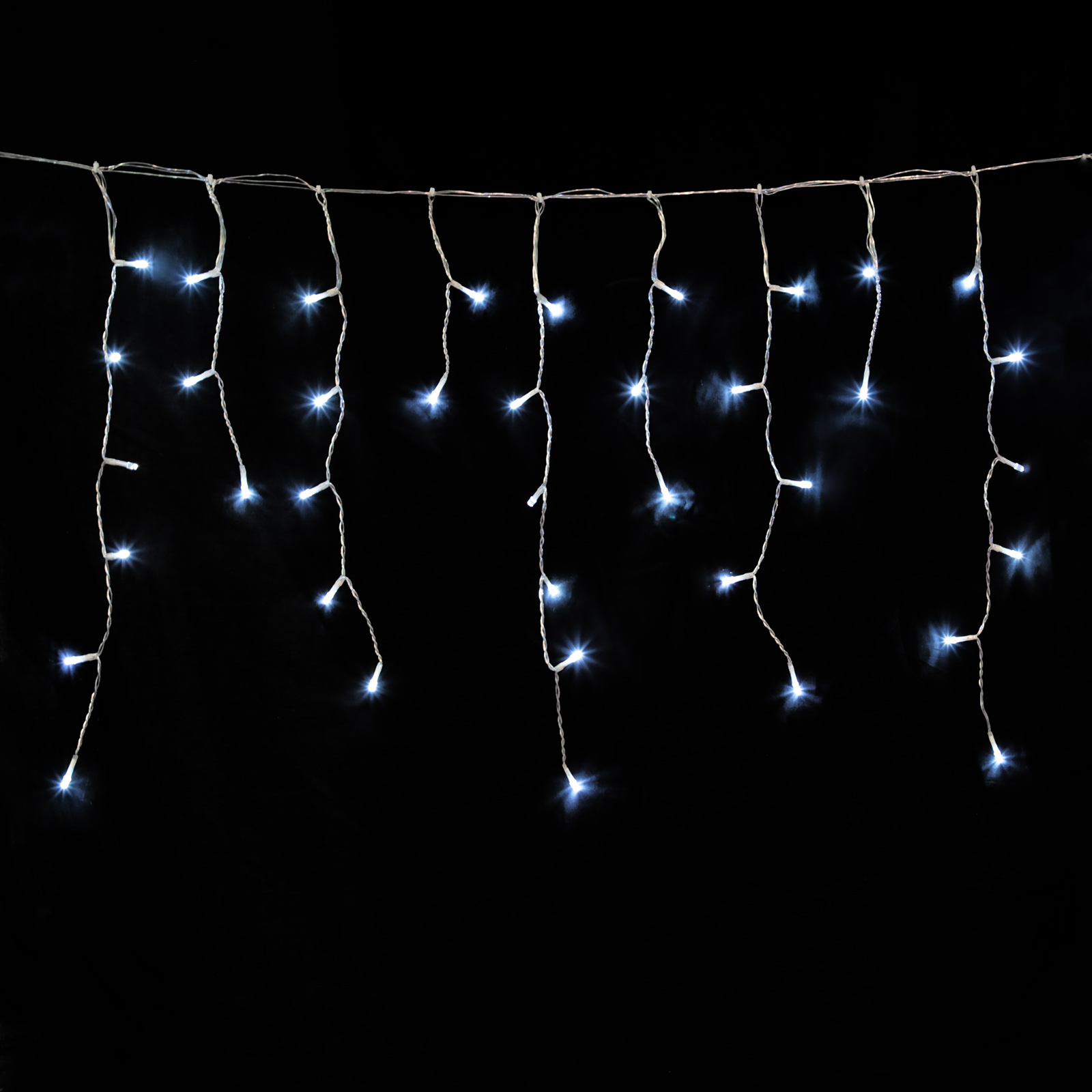 Guirnalda Luces Navidad Cortina 3x0, Metros 128 Leds Blanco Frio, Luz Navidad Interiores y Exteriores Ip44, Cable Transparente,