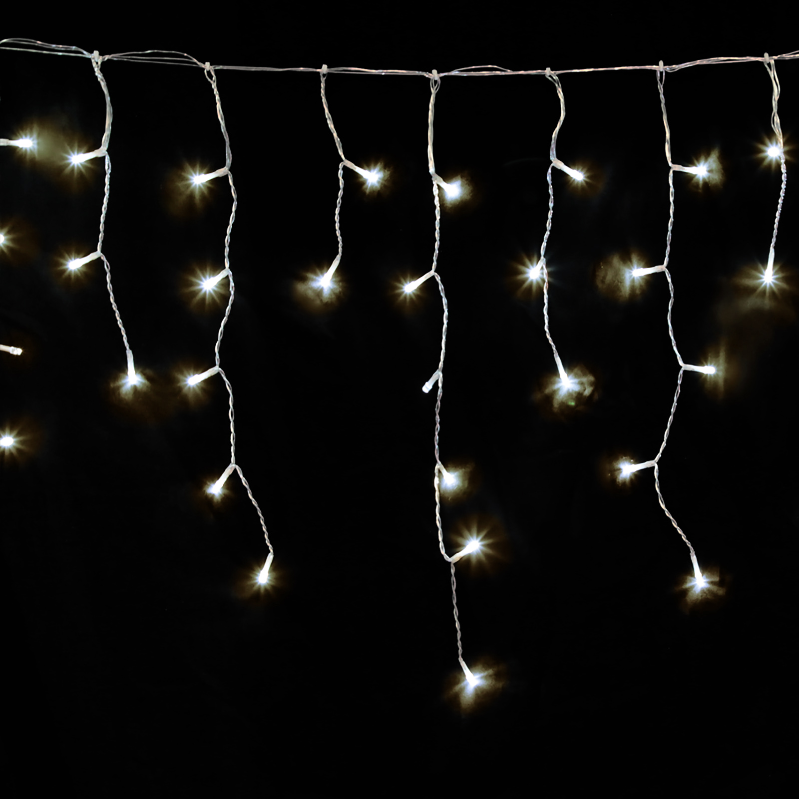 Guirnalda Luces Navidad Cortina 10x1 Metros 345 Leds Blanco Calido, Luz Navidad Interiores y Exteriores Ip44, Cable Transparente