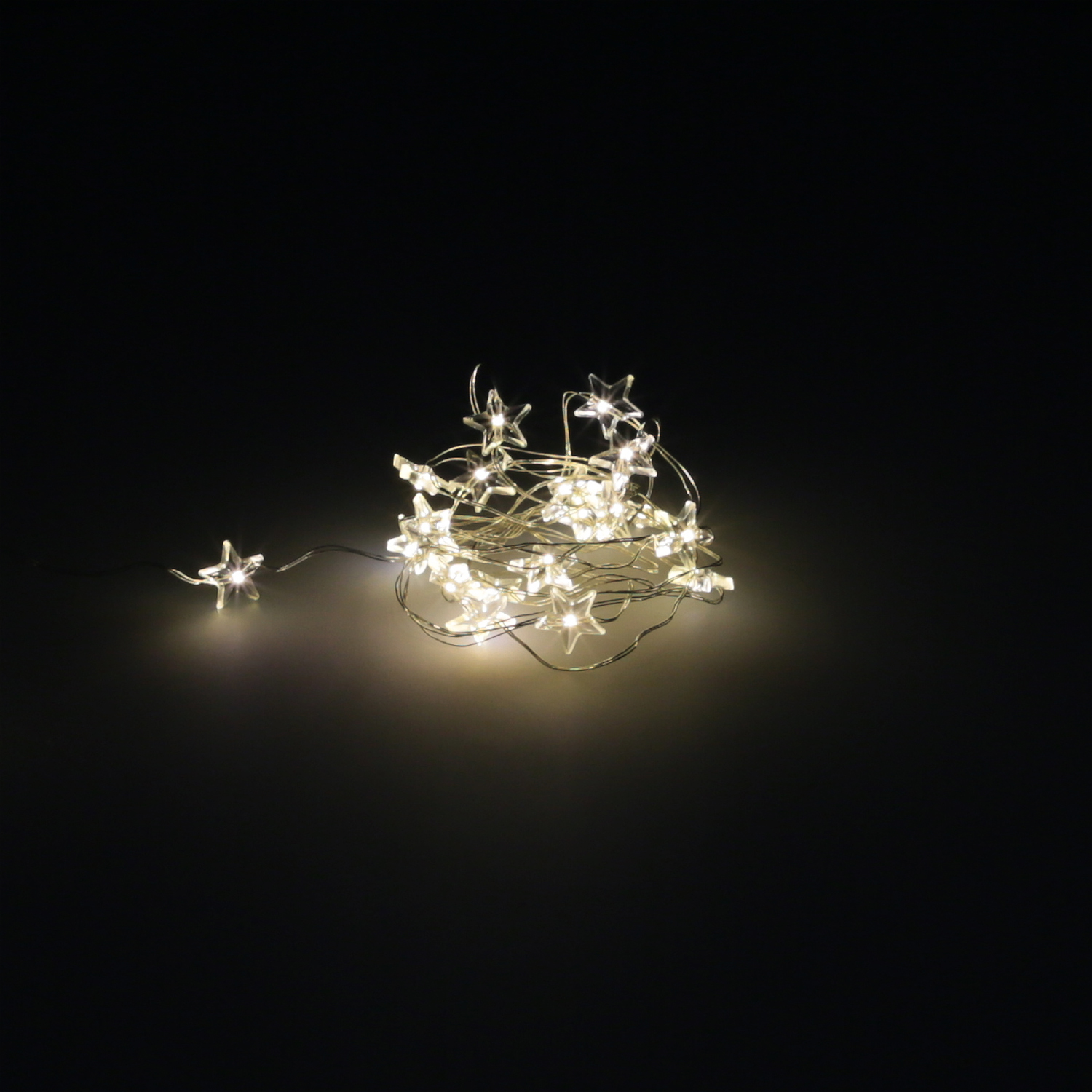 Guirnalda Luces Navidad Estrellas 20 Leds Color Blanco Calido,Luz navidad interiores y exteriores IP44 A Pilas 3AA (No Incluida)
