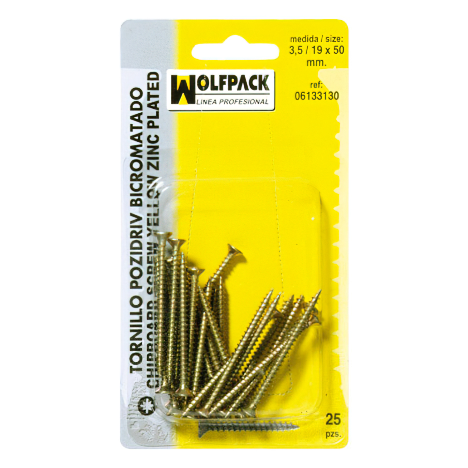 Tirafondo Pozidriv Bicromatado 6,0/22x 70 mm, (6 Piezas)