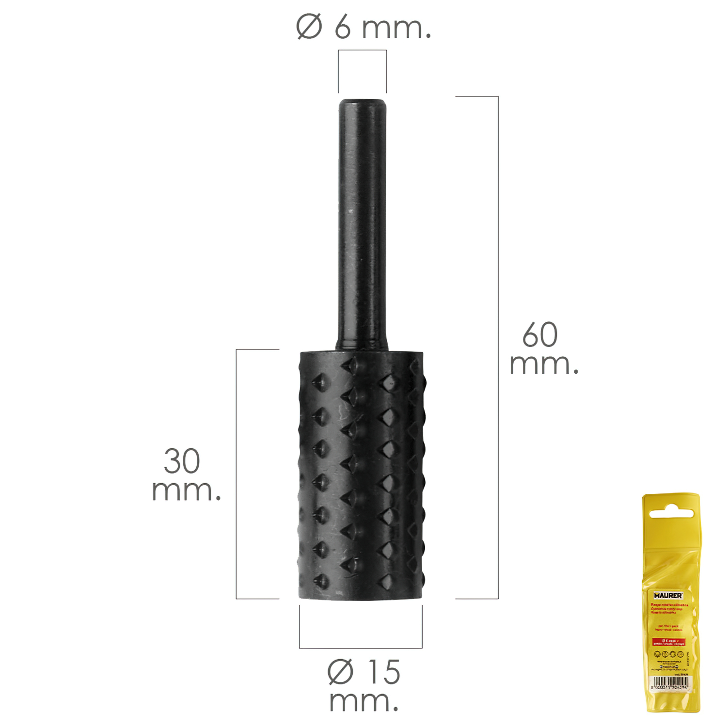 FRESA ROTATIVA PARA MADERA CILINDRICA  15 MM. PARA TALADRO / FRESADORA