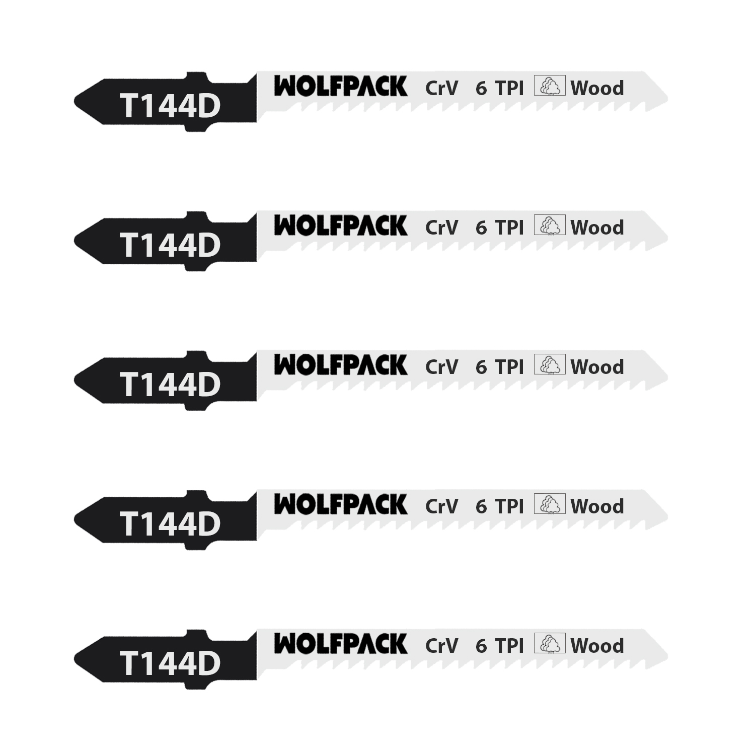 Hoja Sierra Calar Para Madera Corte Grueso 5 Piezas, Hoja Cromo Vanadio 58, Vastago T Universal,