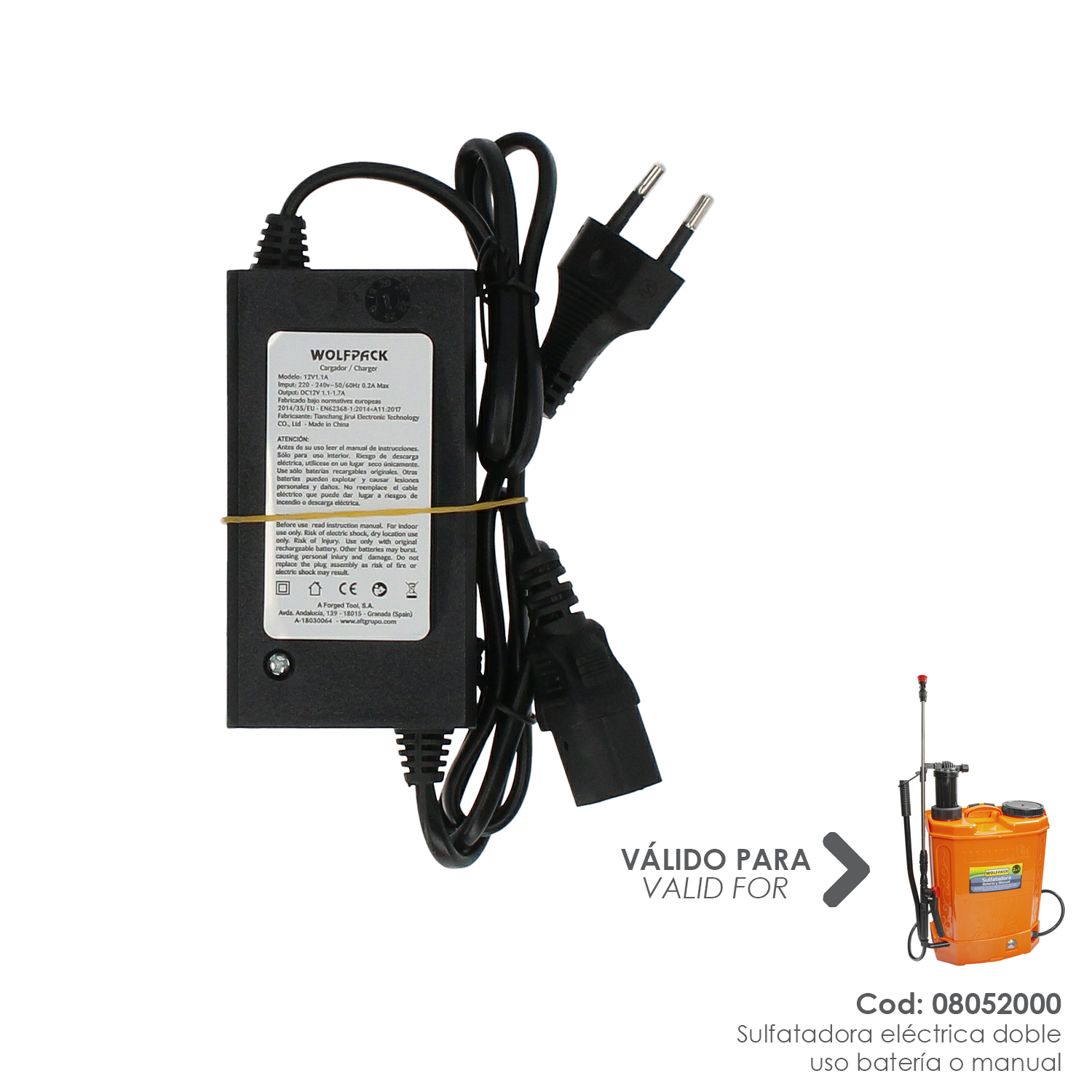 CARGADOR PARA SULFATADORA 08052000 SULFATADORA ELECTRICA A BATERIA 12 V / 8 AMPERIOS