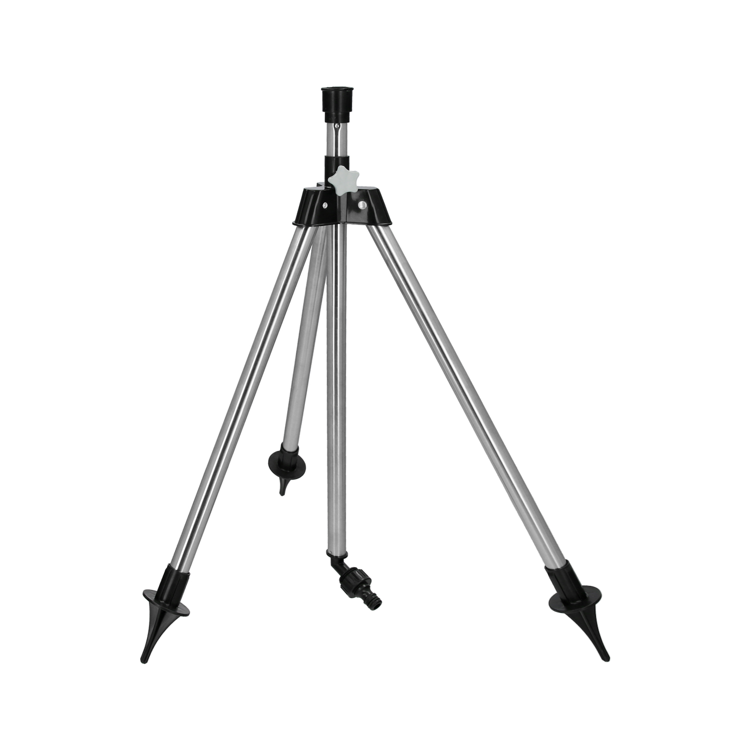 Tripode Para Aspersores Altura Regulable 55/90 cm, Tomas agua 1/2, Acero Cromado, Tripode Aspersores Jardineria