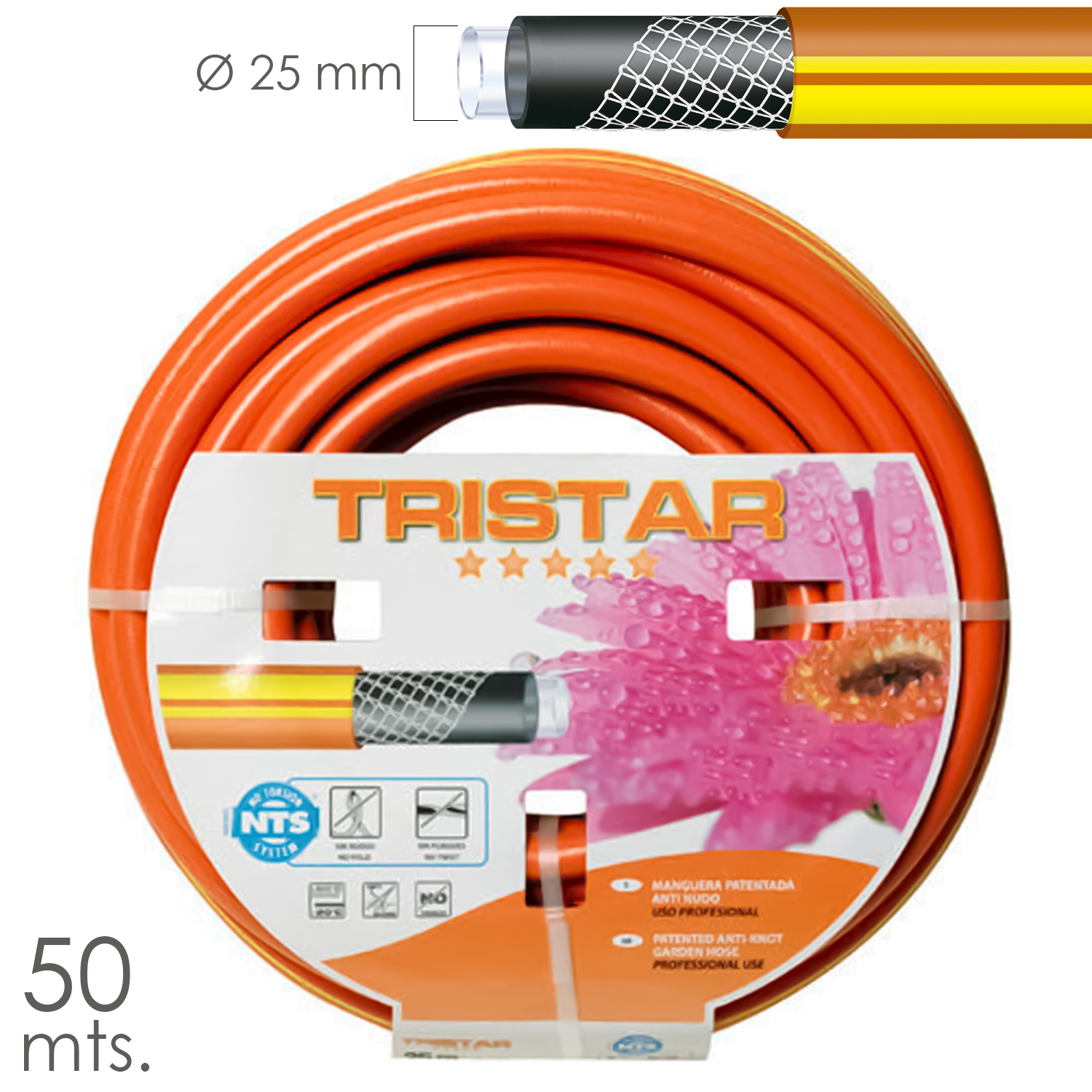 Manguera Tricotado No Torsion 25 mm, - 1 Rollo 50 Metros