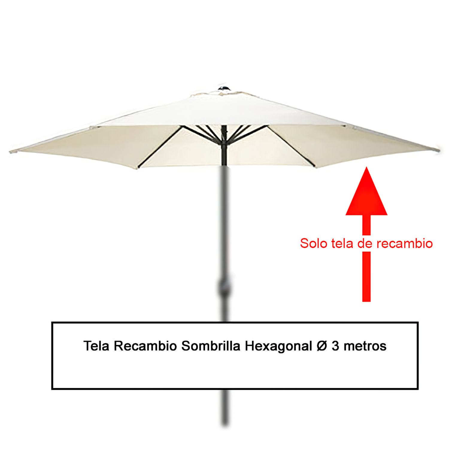 Tela Recambio Sombrilla Hexagonal  3 metros (08091050)