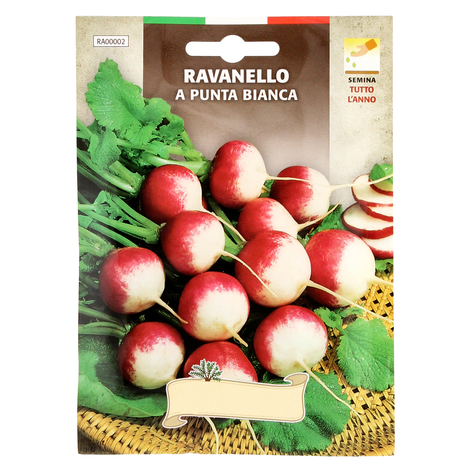 Semillas Huerto Rabano Rojo Grande, Rabanito Punta Blanca  (Raphanus sativus radiciula)