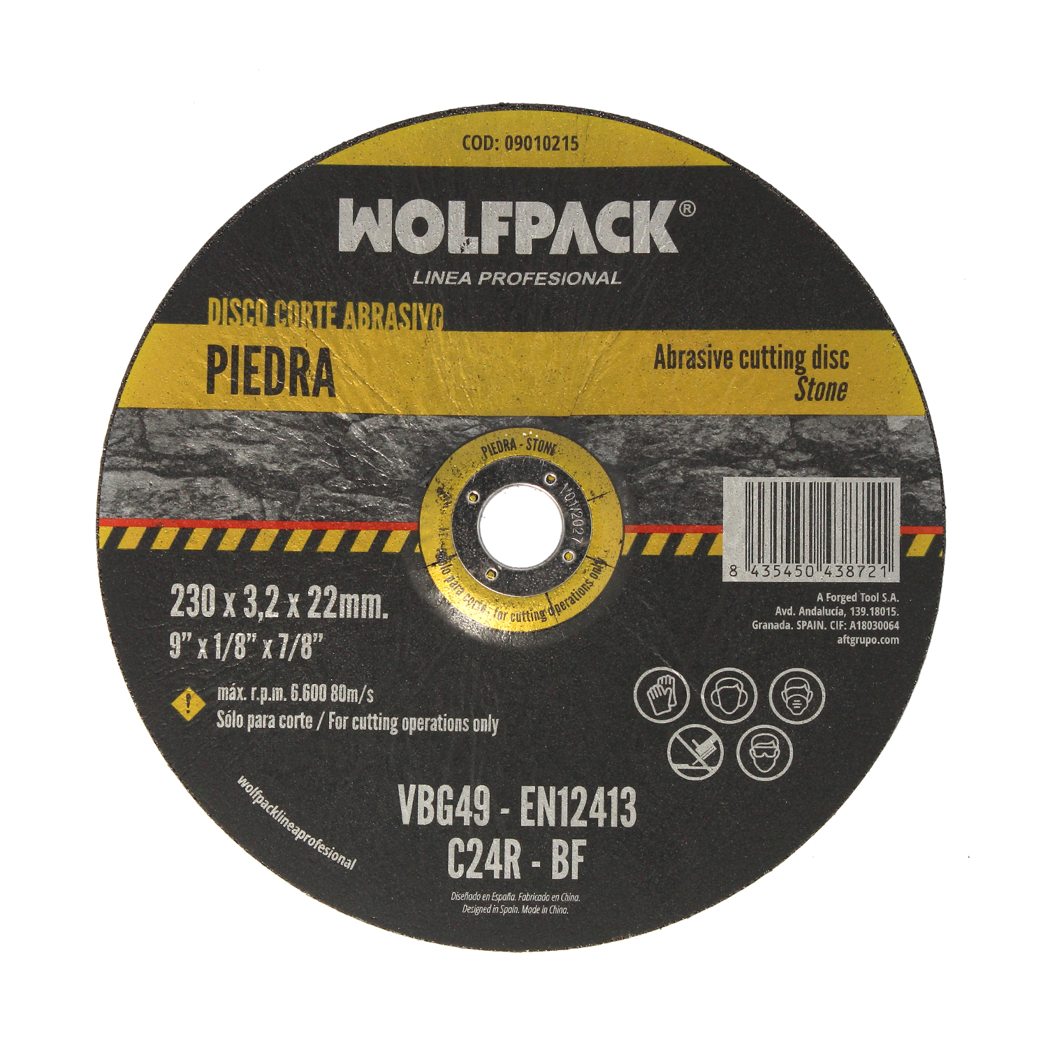 Disco Corte Abrasivo Piedra  230 x  22 mm, Espesor 3,2 mm, Disco Radial / Amoladora Universal Con Todas Las Amoladoras,