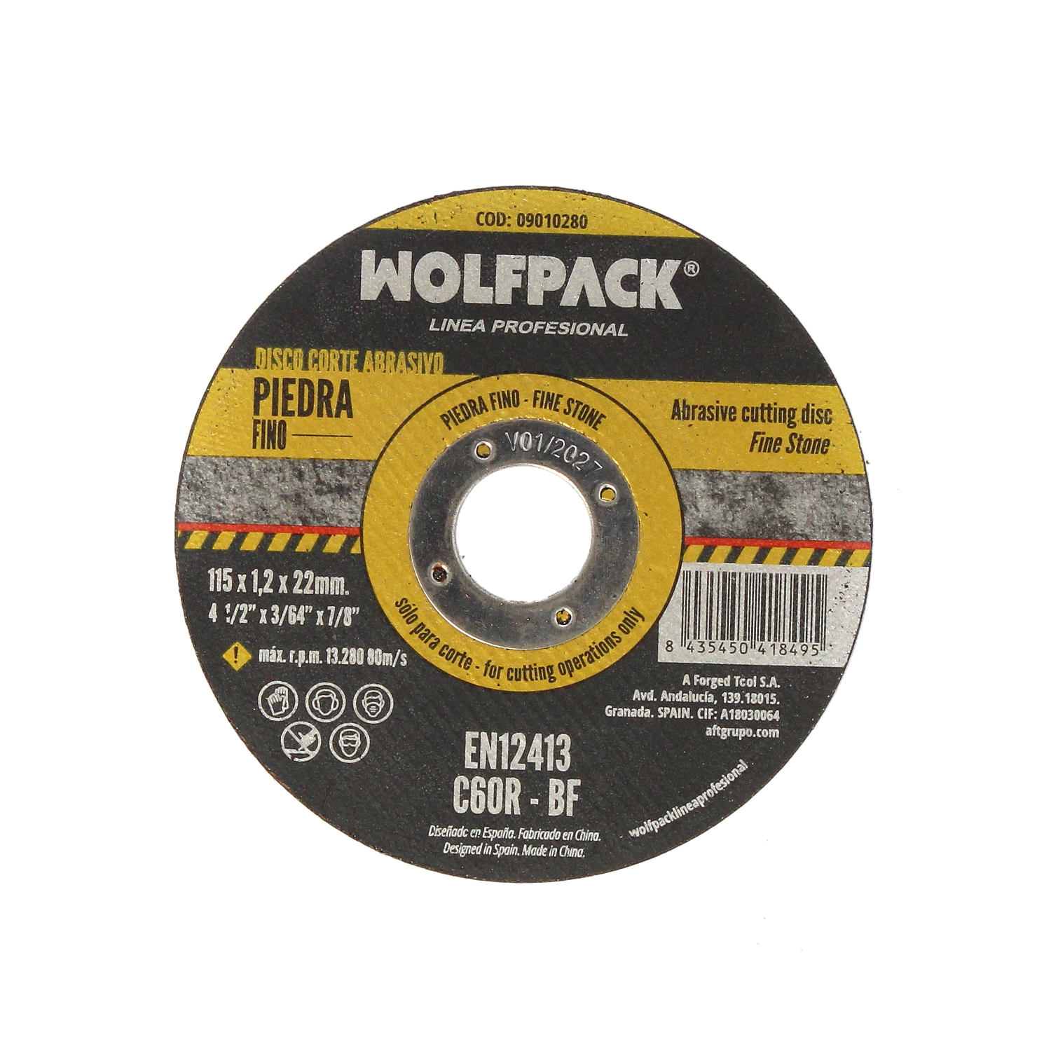 Disco Corte Abrasivo Piedra Fino  115 x  22 mm, Espesor 1,2 mm, Disco Radial / Amoladora Universal Con Todas Las Amoladoras,