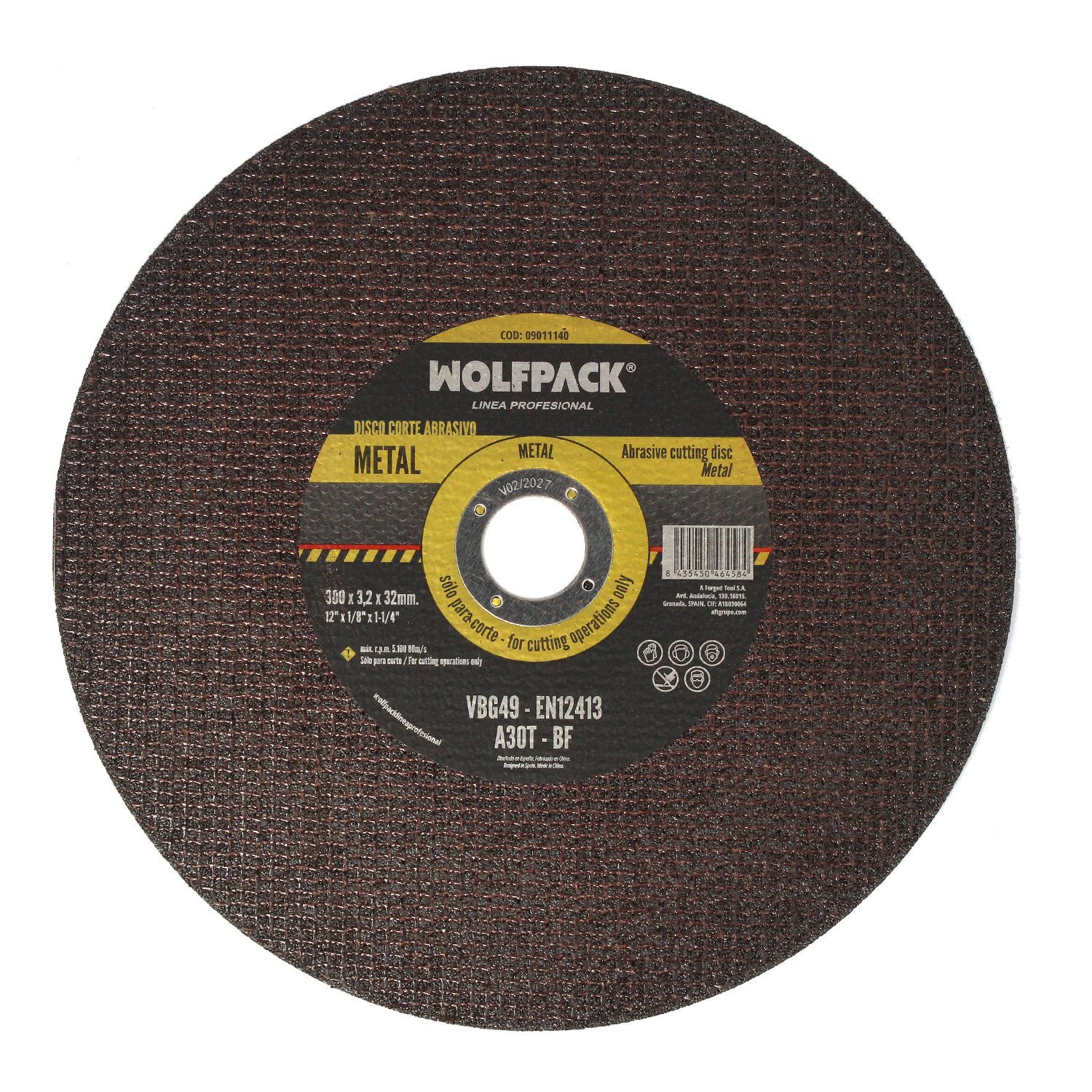 Disco Corte Abrasivo  Metal  300 x  32 mm, Espesor 3,2 mm, Disco Radial / Amoladora Universal Con Todas Las Amoladoras