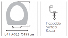 TAPA WC RESIWOOD MODELO AMADEUS HERRAJE INOX. BLANCO