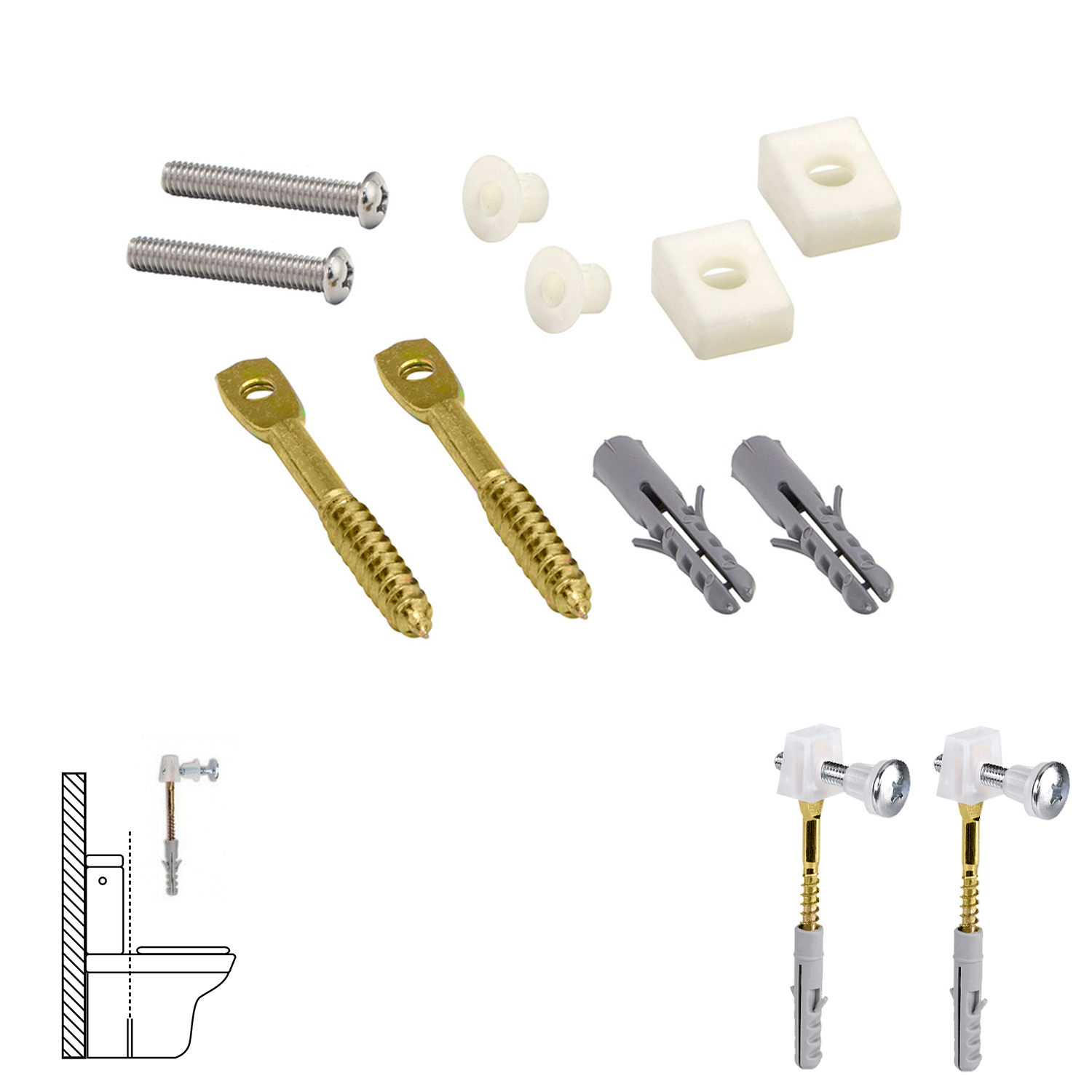 Kit Sanitario Fijacin Wc  Horizontal 5x70 mm, (2 Piezas)