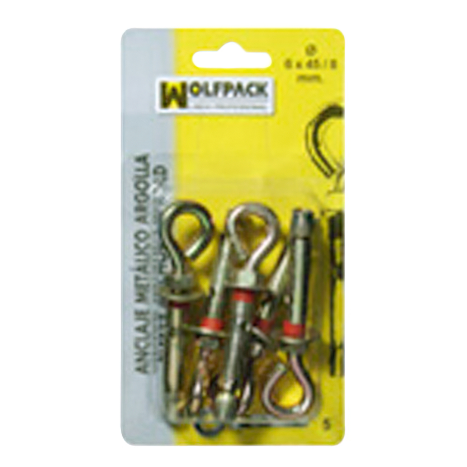 Anclaje Metlico Argolla 6x 45/ 8 mm, (5 Piezas)