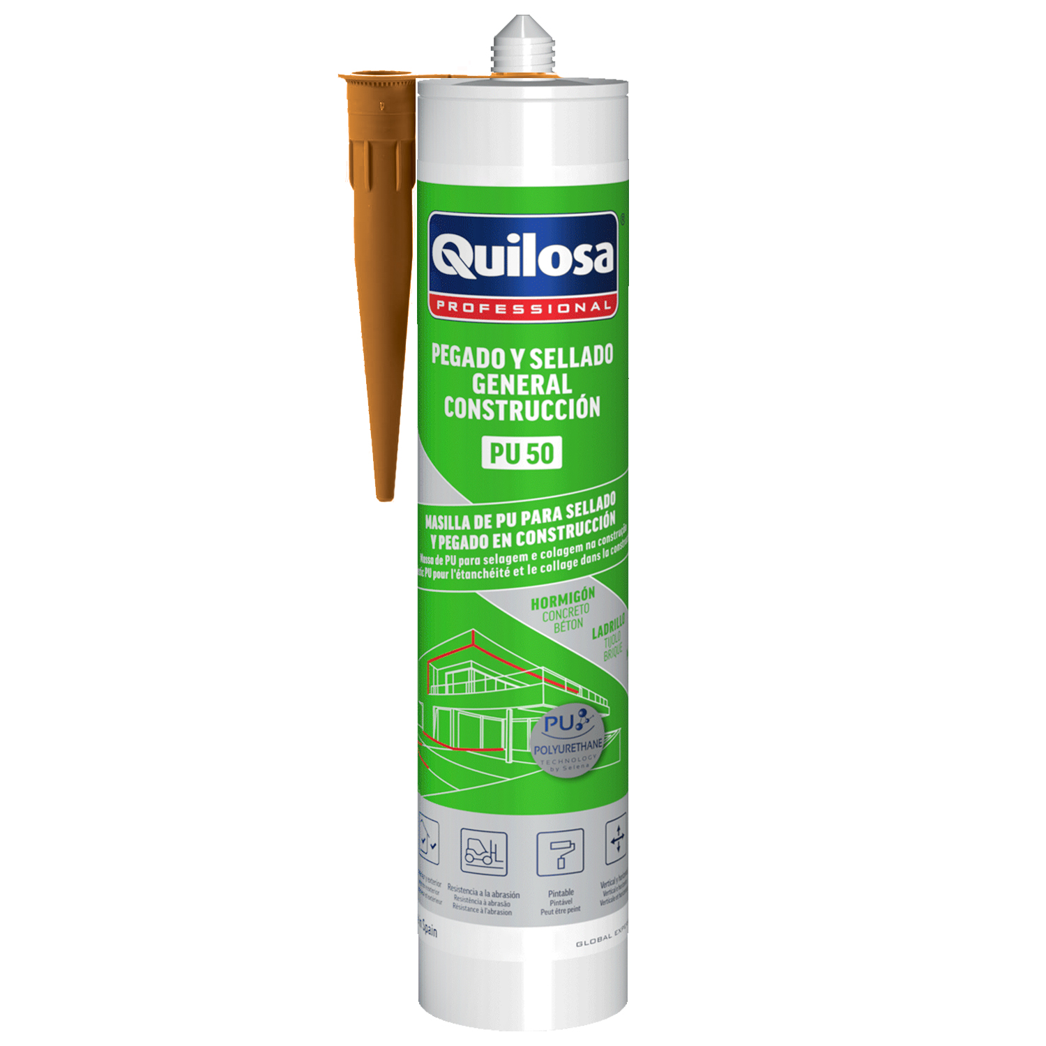 Masilla Poliuretano Marrn Cartucho 300 ml,