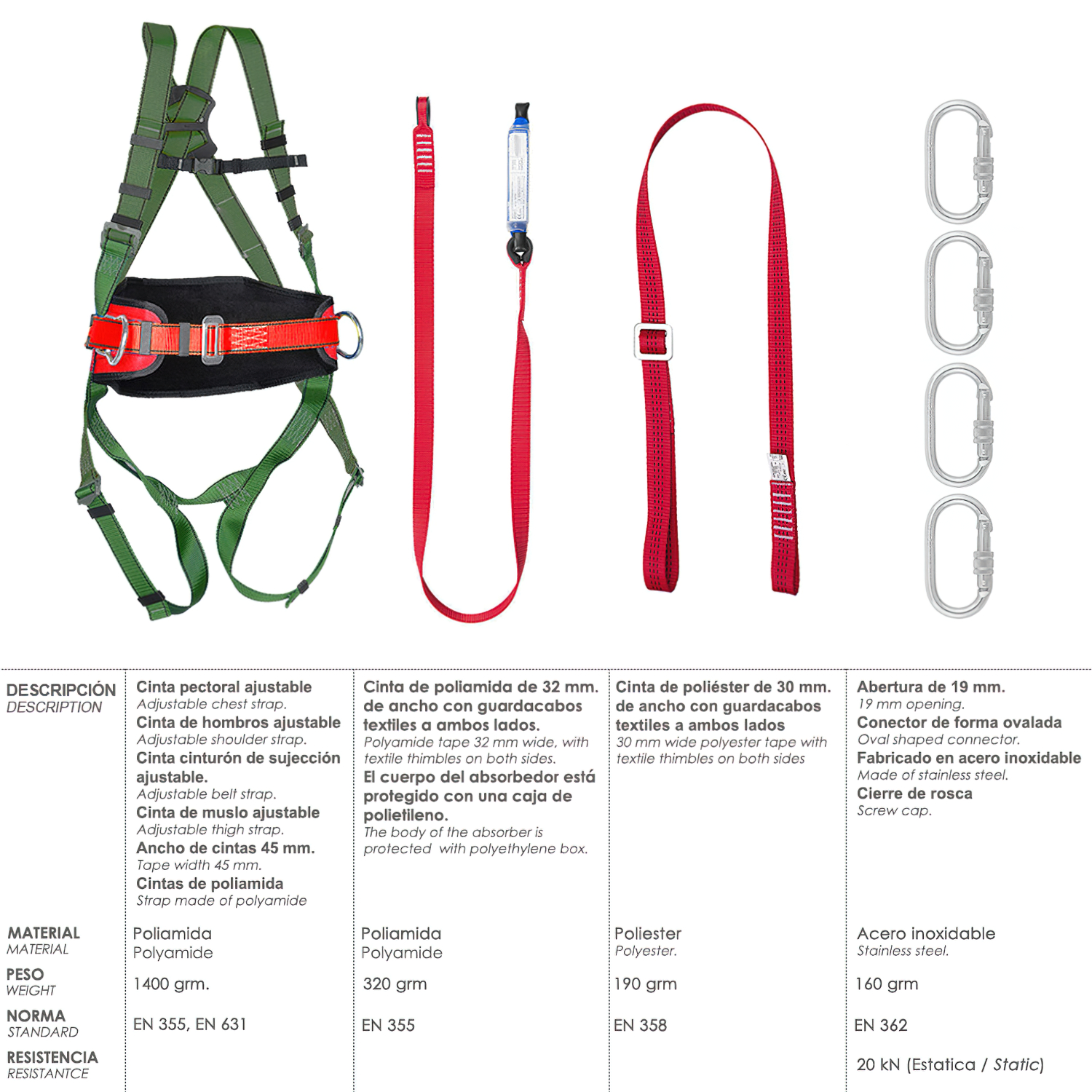 Arnes Anticaidas Kit Seguridad N 2 (7 piezas) EN361