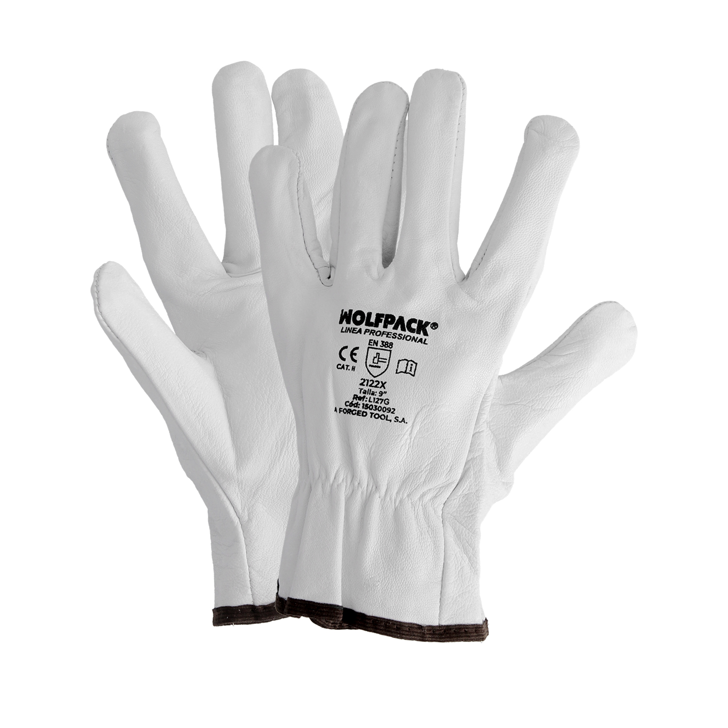 Guantes De Trabajo De Piel Flor De Vacuno, Proteccion Laboral, Riesgos Mecanicos, Guantes De Seguridad De Cuero, Talla 7 (Par)