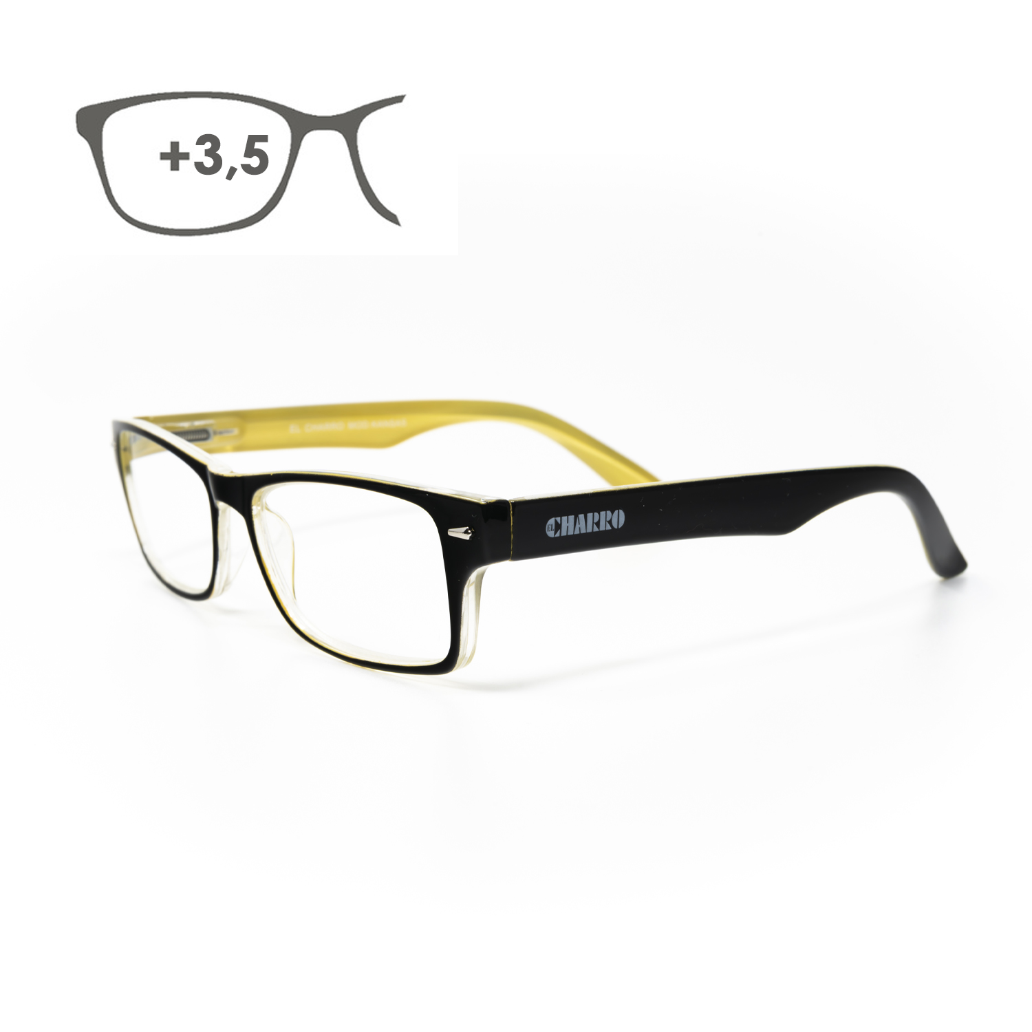 Gafas Lectura Kansas Negro / Amarillo, Aumento +3,5 Gafas De Vista, Gafas De Aumento, Gafas Visin Borrosa