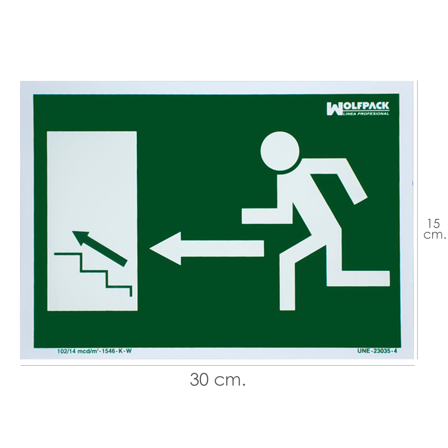 Cartel / Seal Fluorescente Salida Escalera Izquierda Arriba 21x30 cm,