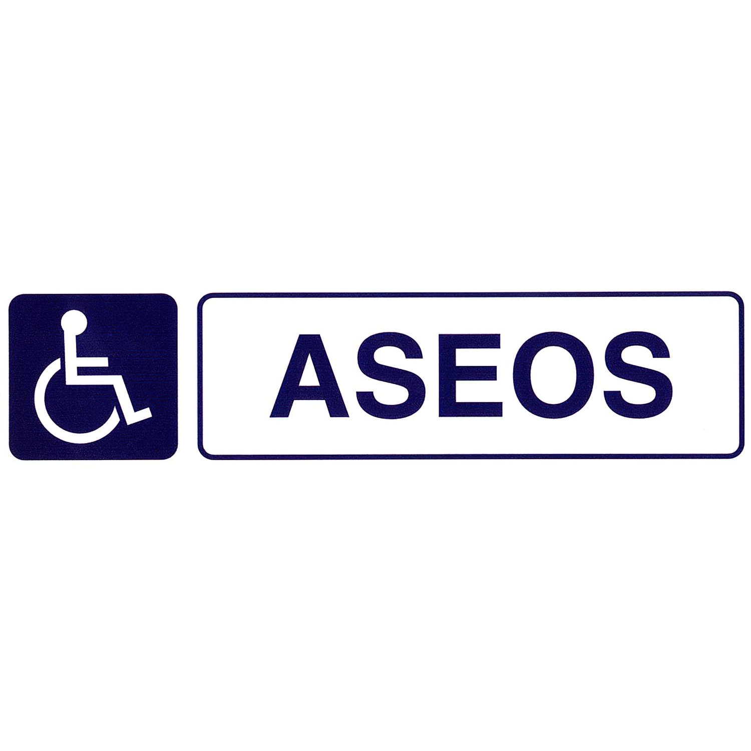 Rotulo Adhesivo 250x63 mm,  Aseos Minusvalidos